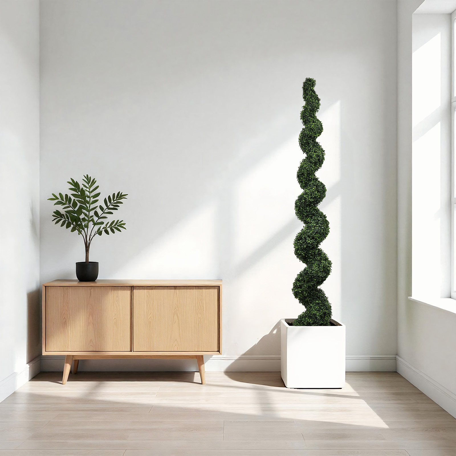 Topiaire spiral 7pi artificiel extérieur poterie vert
