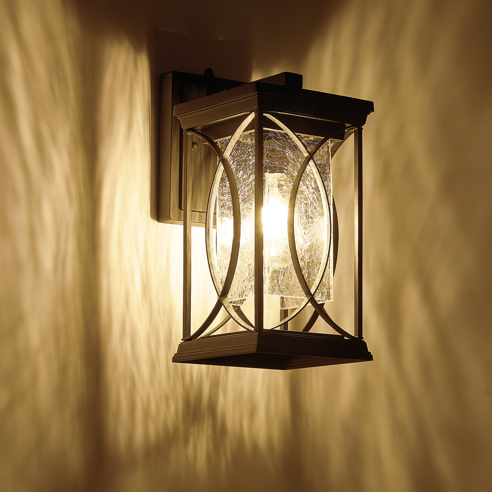 Applique porch LED crépuscule/aube, verre craquelé, IP65