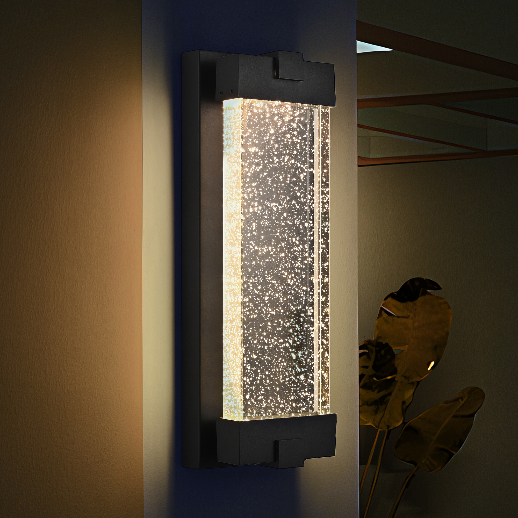 Applique murale alu/cristal 19" 3000K IP65
