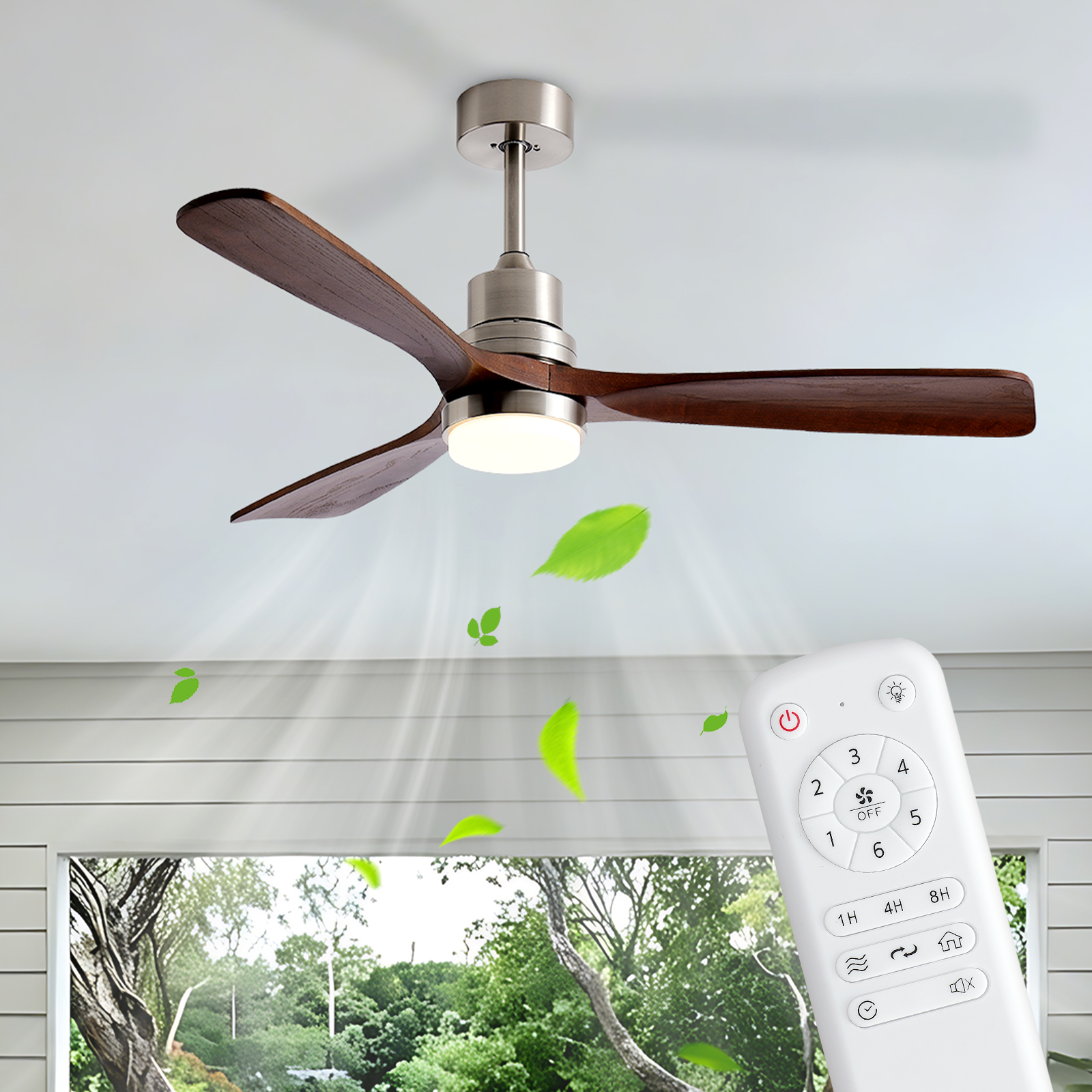 Ventilateur plafond 52" nickel brossé télécommande moteur DC