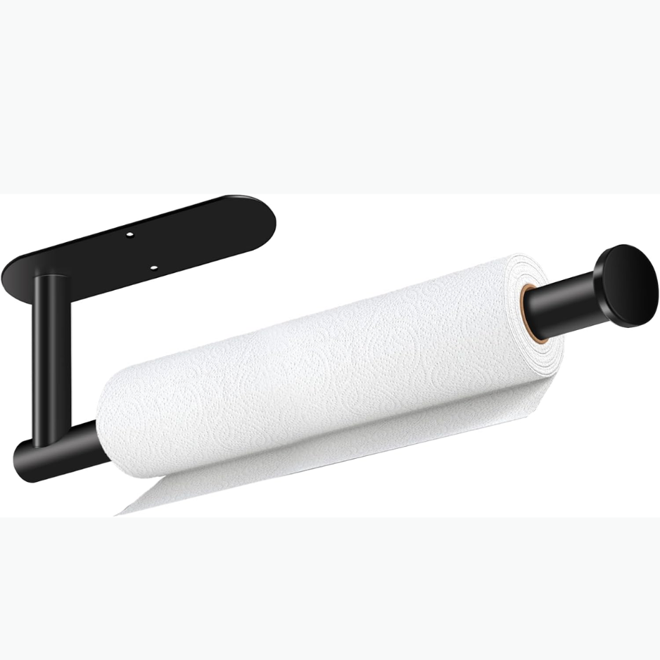 Porte-essuie-tout noir adhésif/perceuse inox