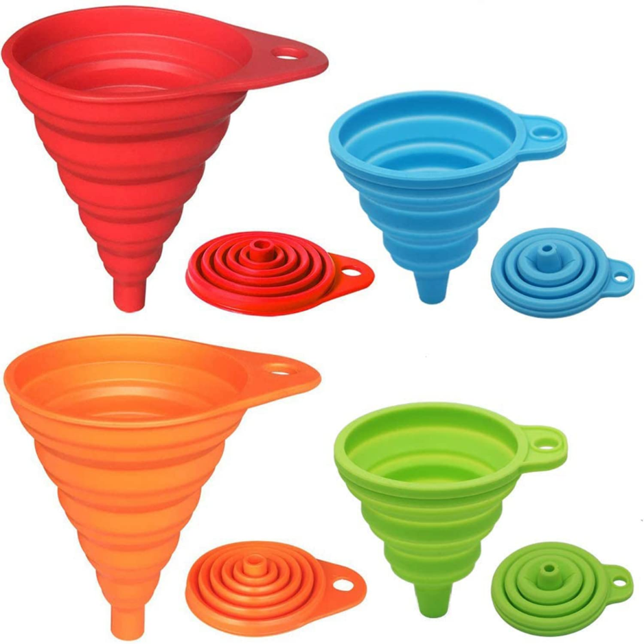 Ensemble 4 entonnoirs silicone pliables alimentaires