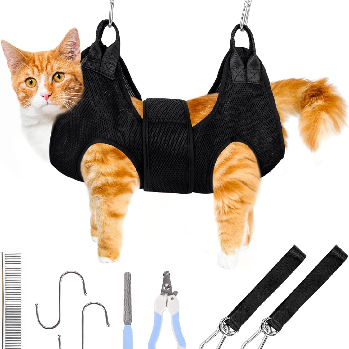 Hamac de toilettage pour chats/chiens jusqu'à 12 lb avec tondeuse