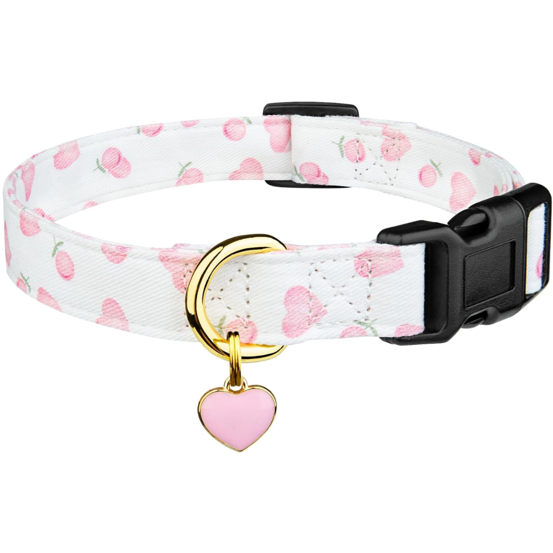 Collier chien cœur blanc/rose avec pendentif