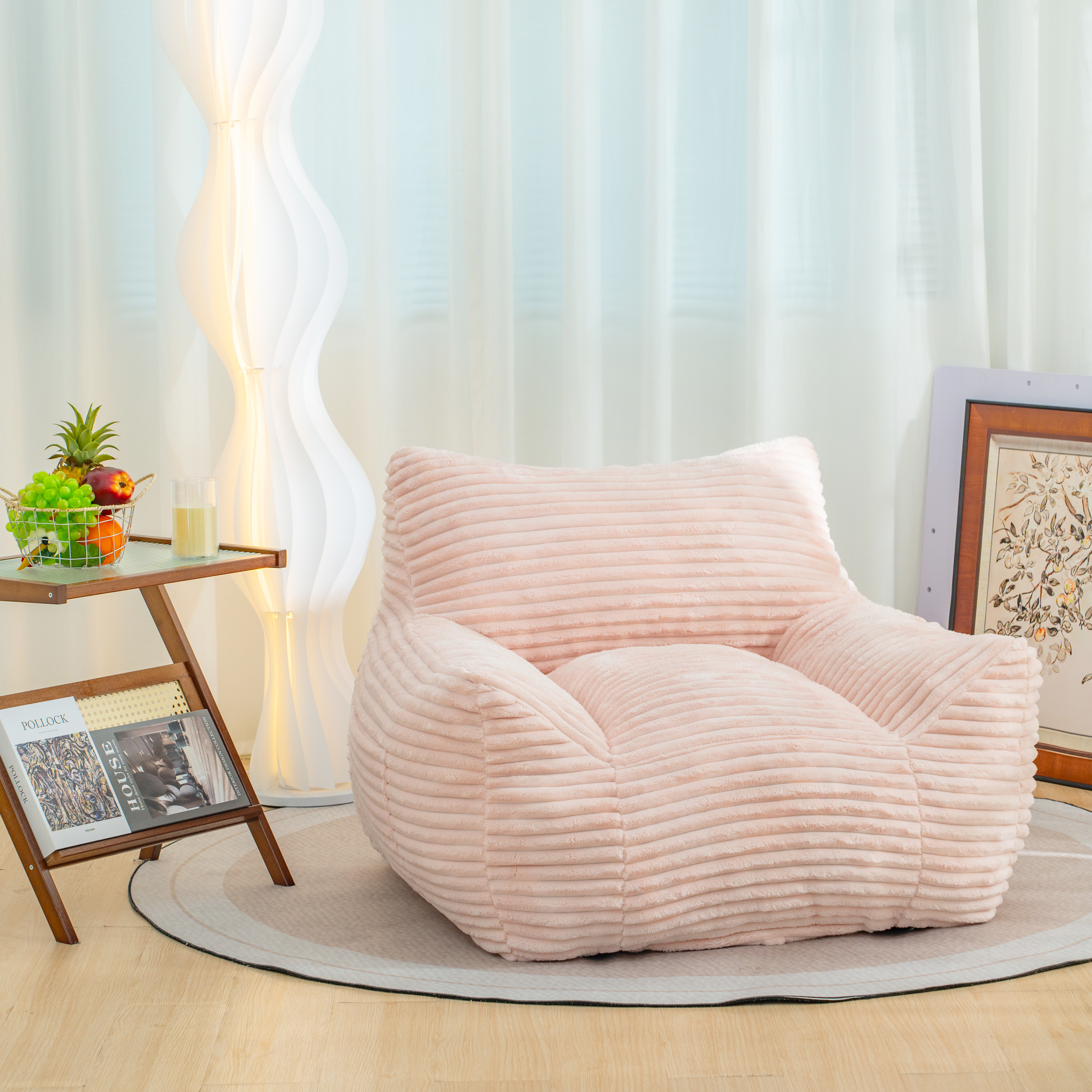Fauteuil pouf adulte bras beige géant nuage confortable chambre dortoir