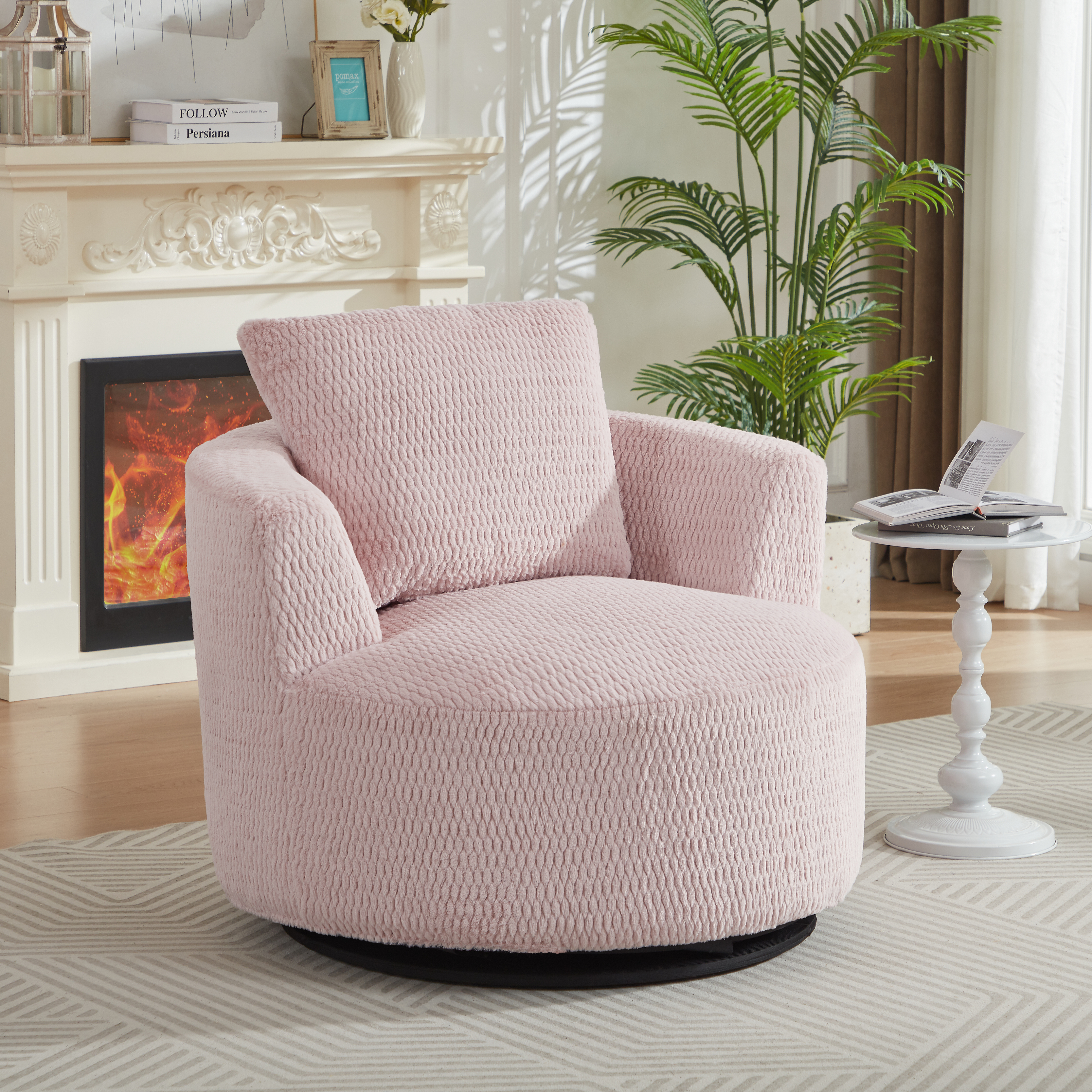 Fauteuil accent pivotant 360°, confort moderne, salon/bureau