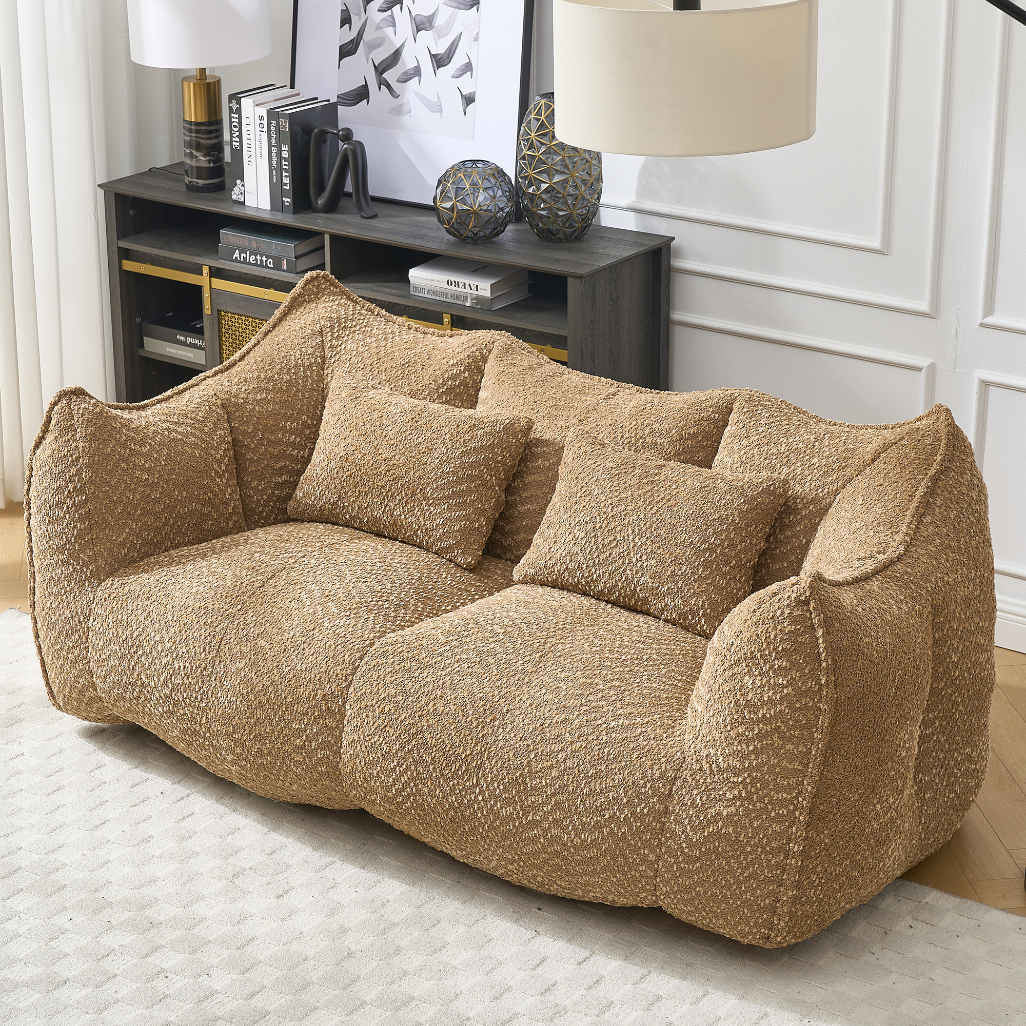 Fauteuil pouf 2 places mousse haute résilience, lecture, jeux, télévision