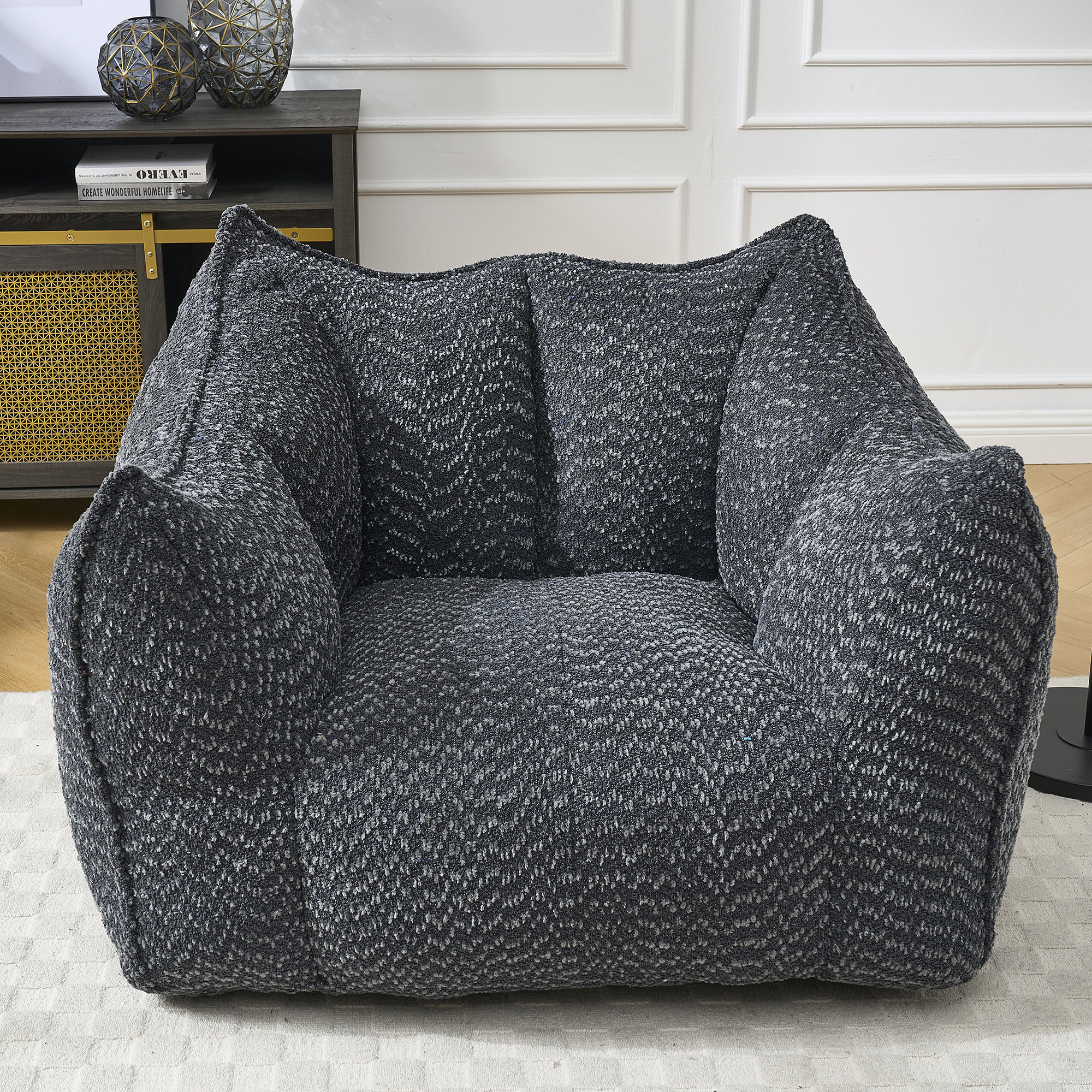 Sofa paresseux mousse résiliente bleu foncé