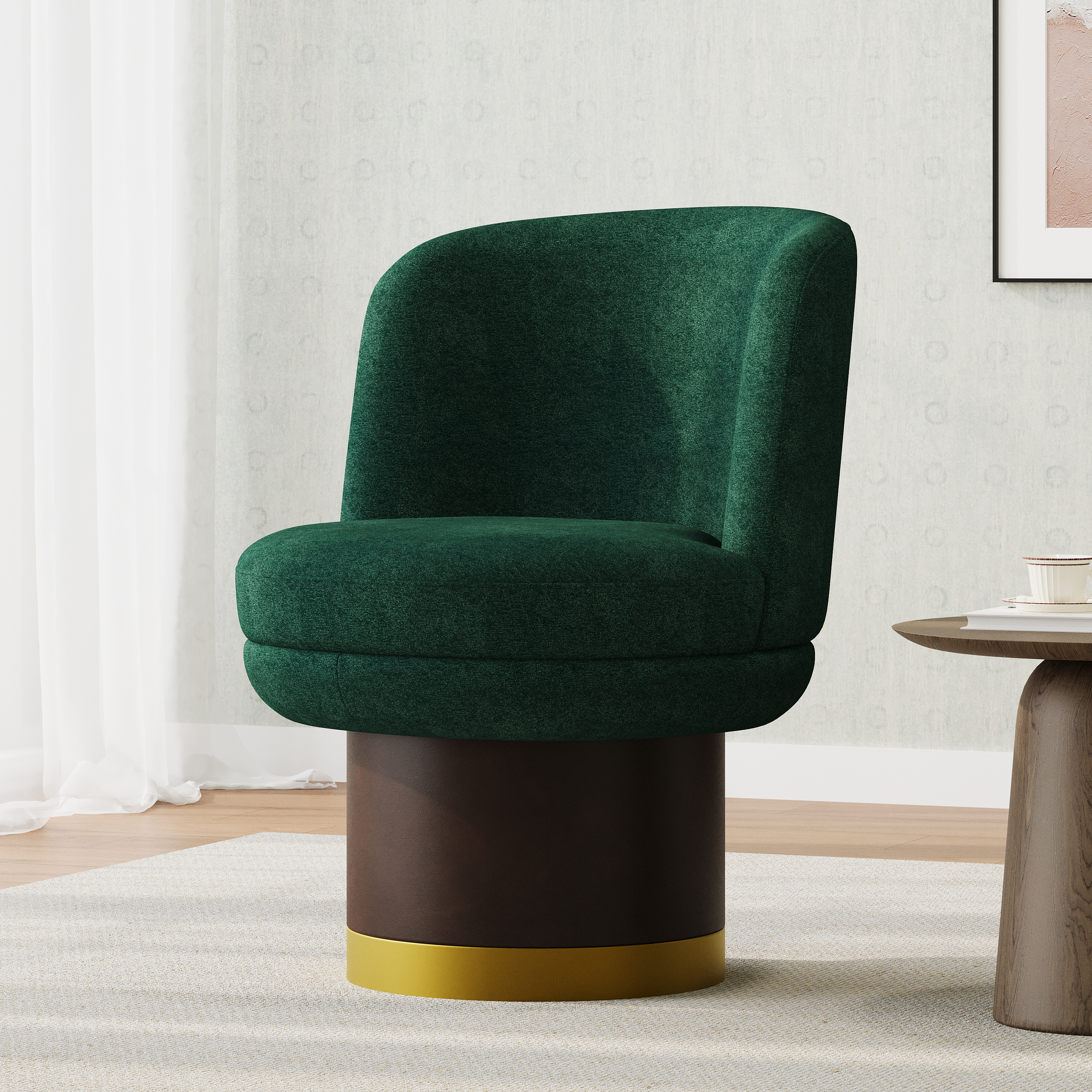 Fauteuil pivotant 360° tonneaux vert
