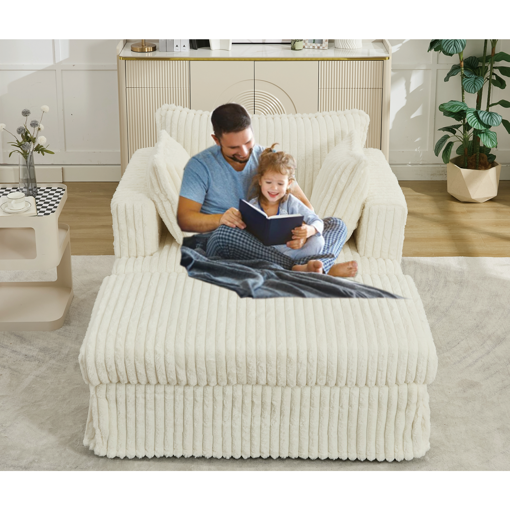 Méridienne Corduroy 47,7po ottoman beige