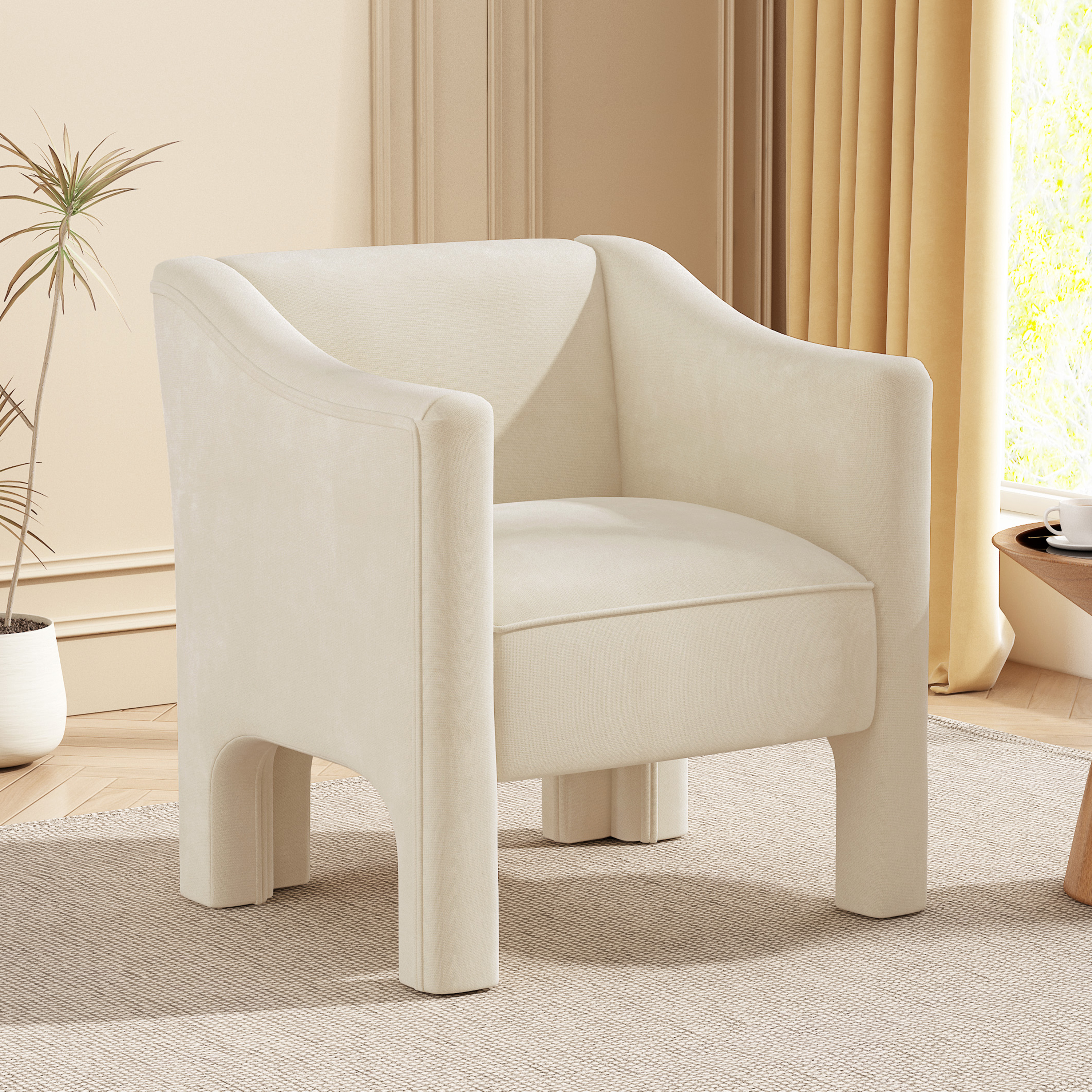 Fauteuil tonneau rembourrés 29.9po beige