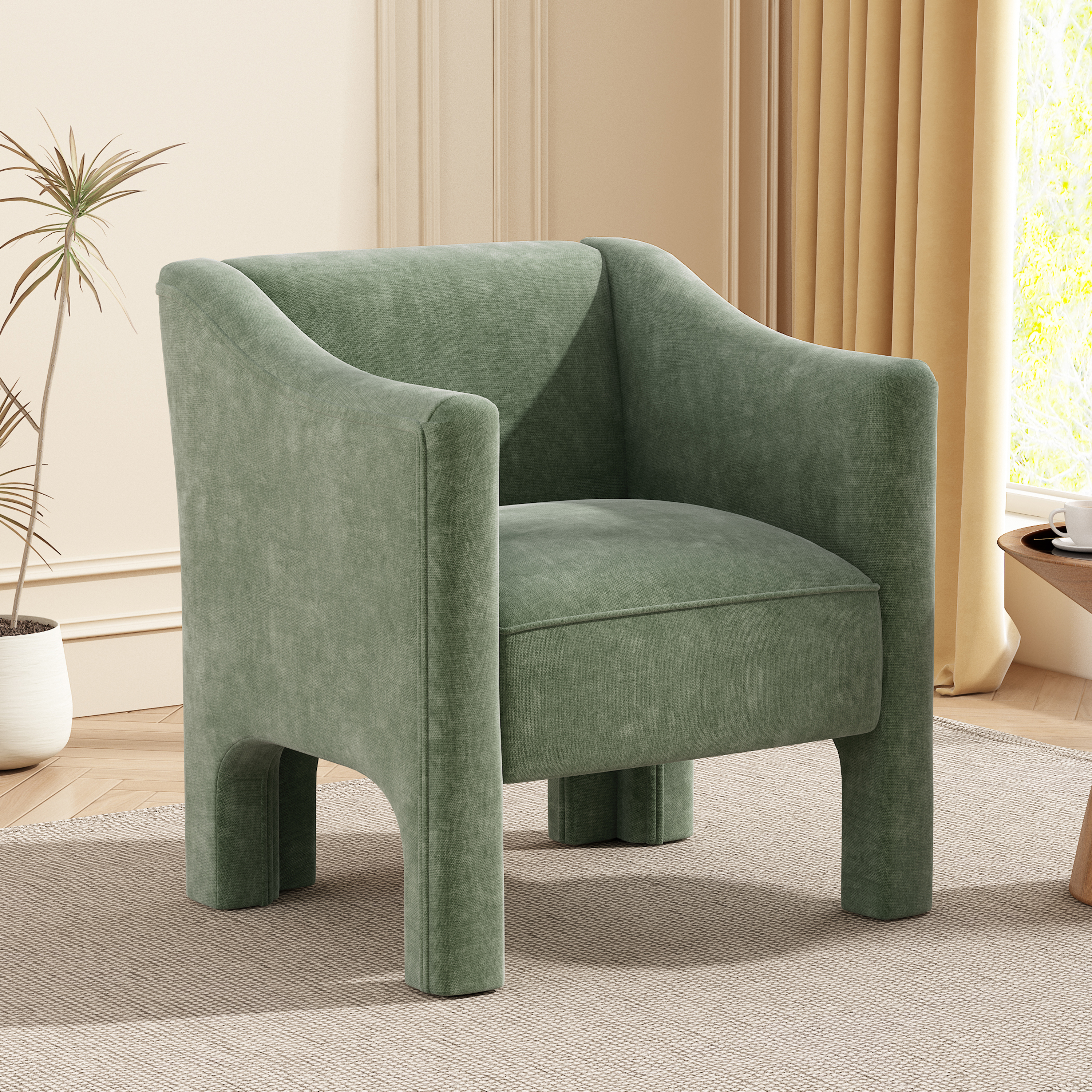 Fauteuil tonneau accent 29,9 po, tissu, vert