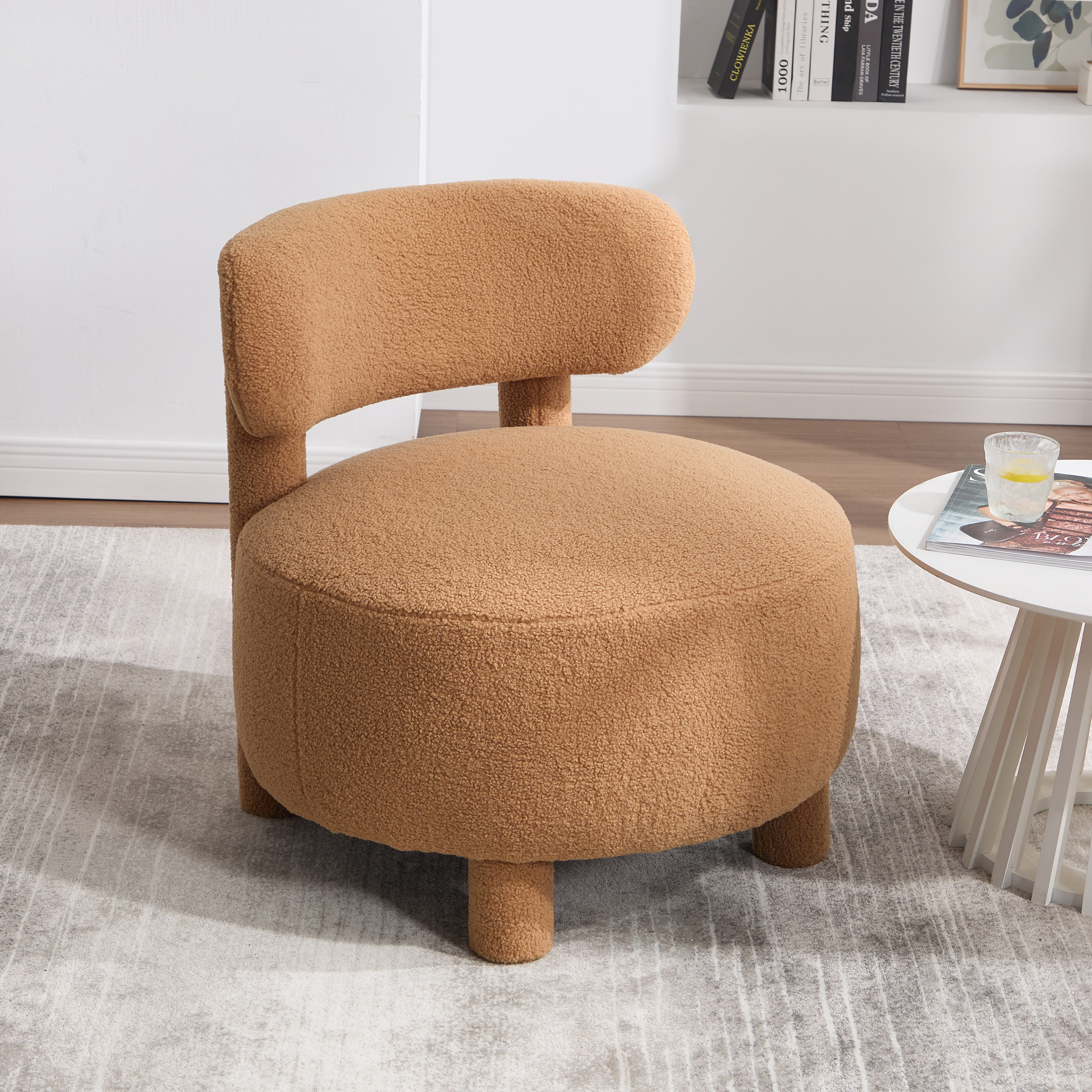 Fauteuil accent 063 tissu sans bras, dossier courbe, kaki
