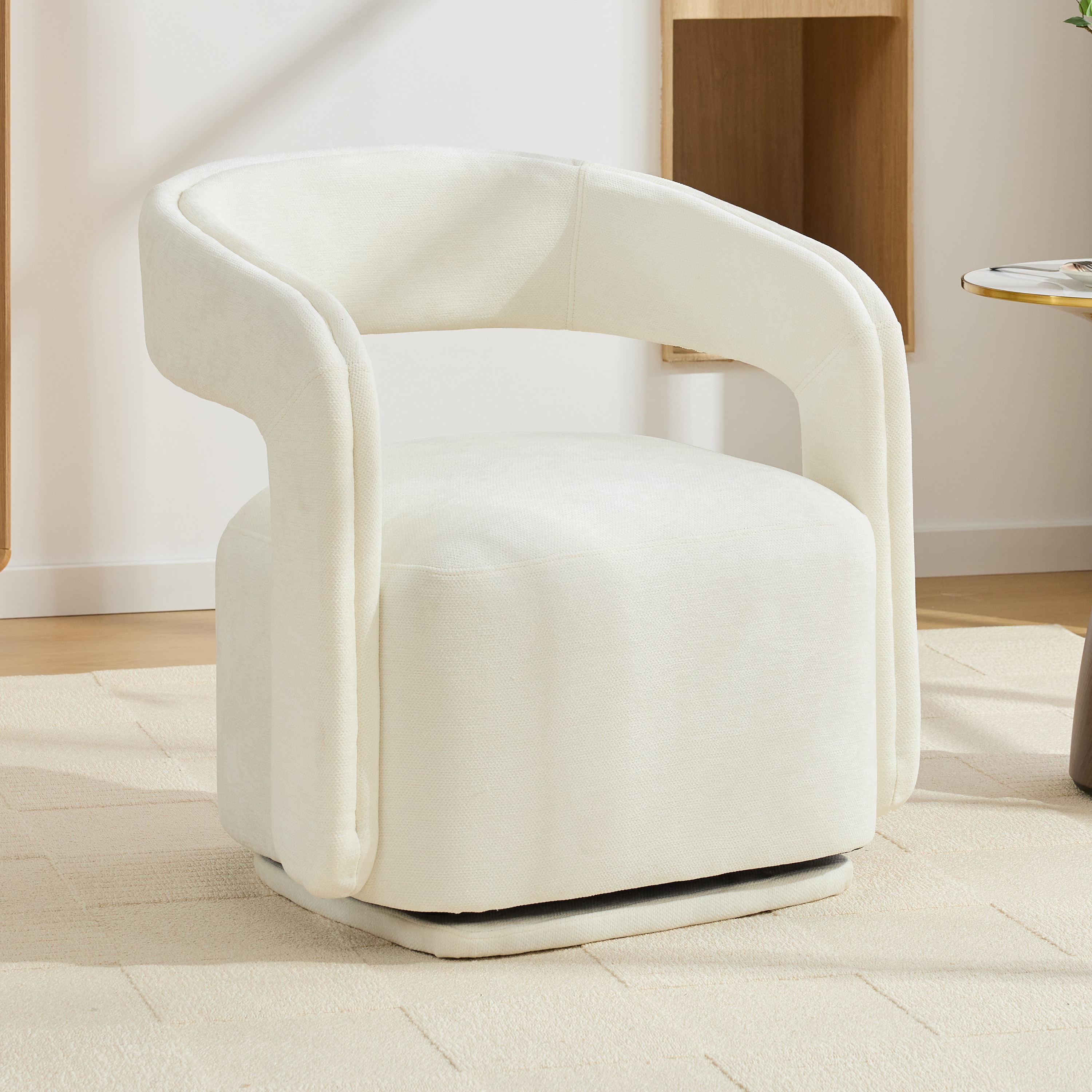 Fauteuil pivotant chenille 065, base noire, dossier courbé
