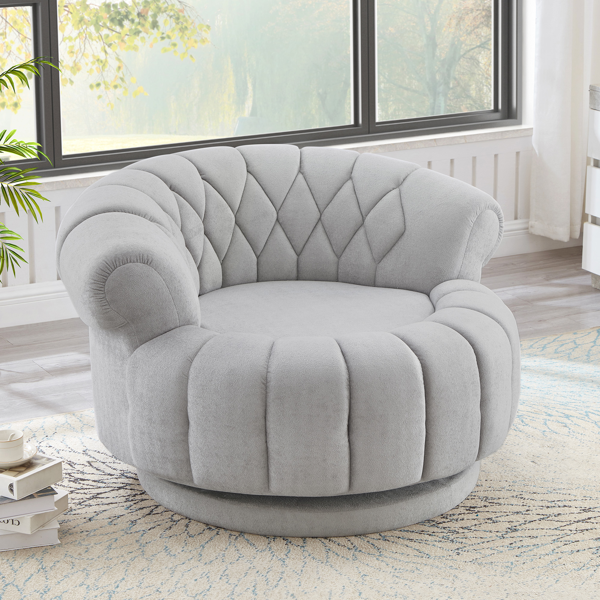 Chaise accent pivotante 360°, gris