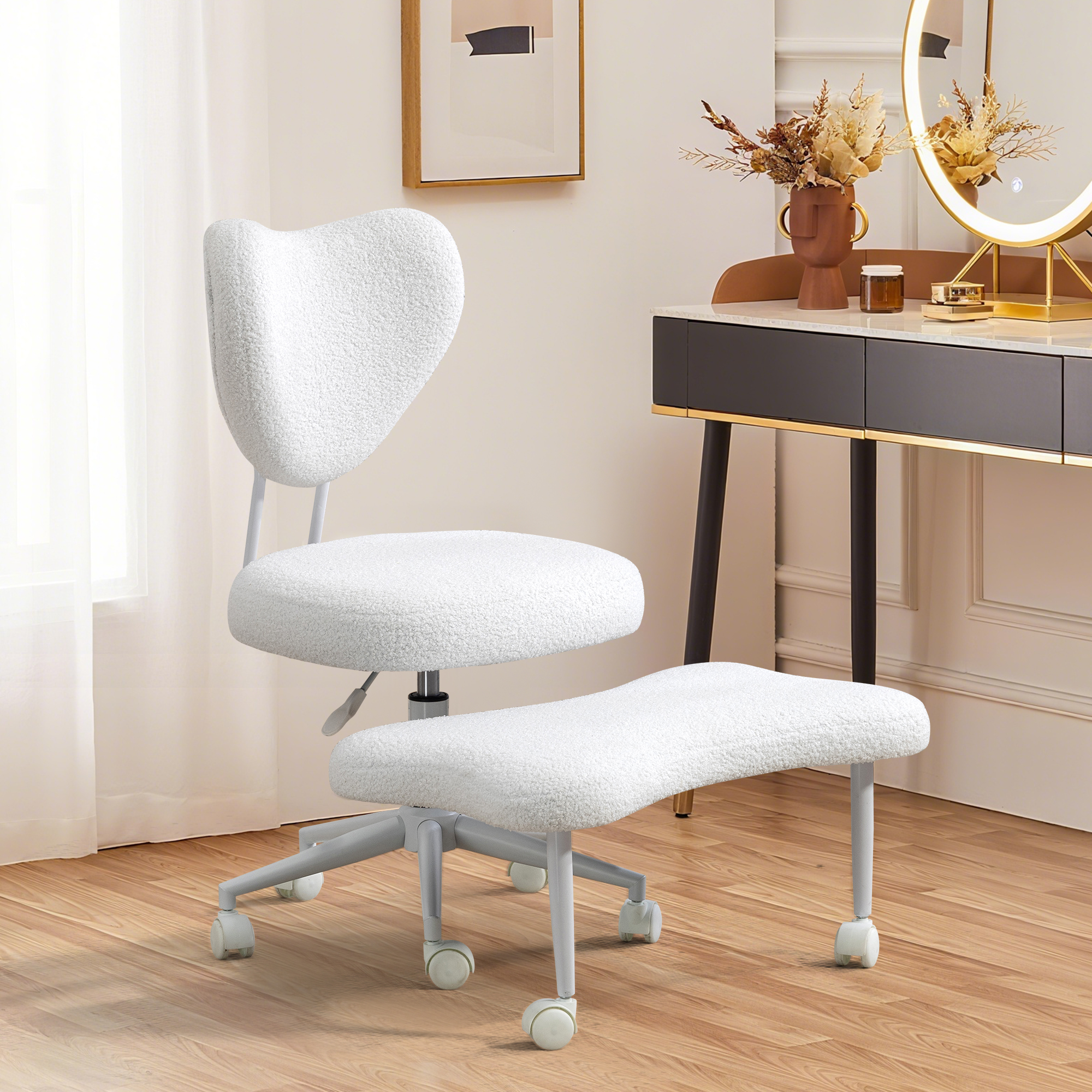 Chaise méditation ergonomique, support lombaire, beige