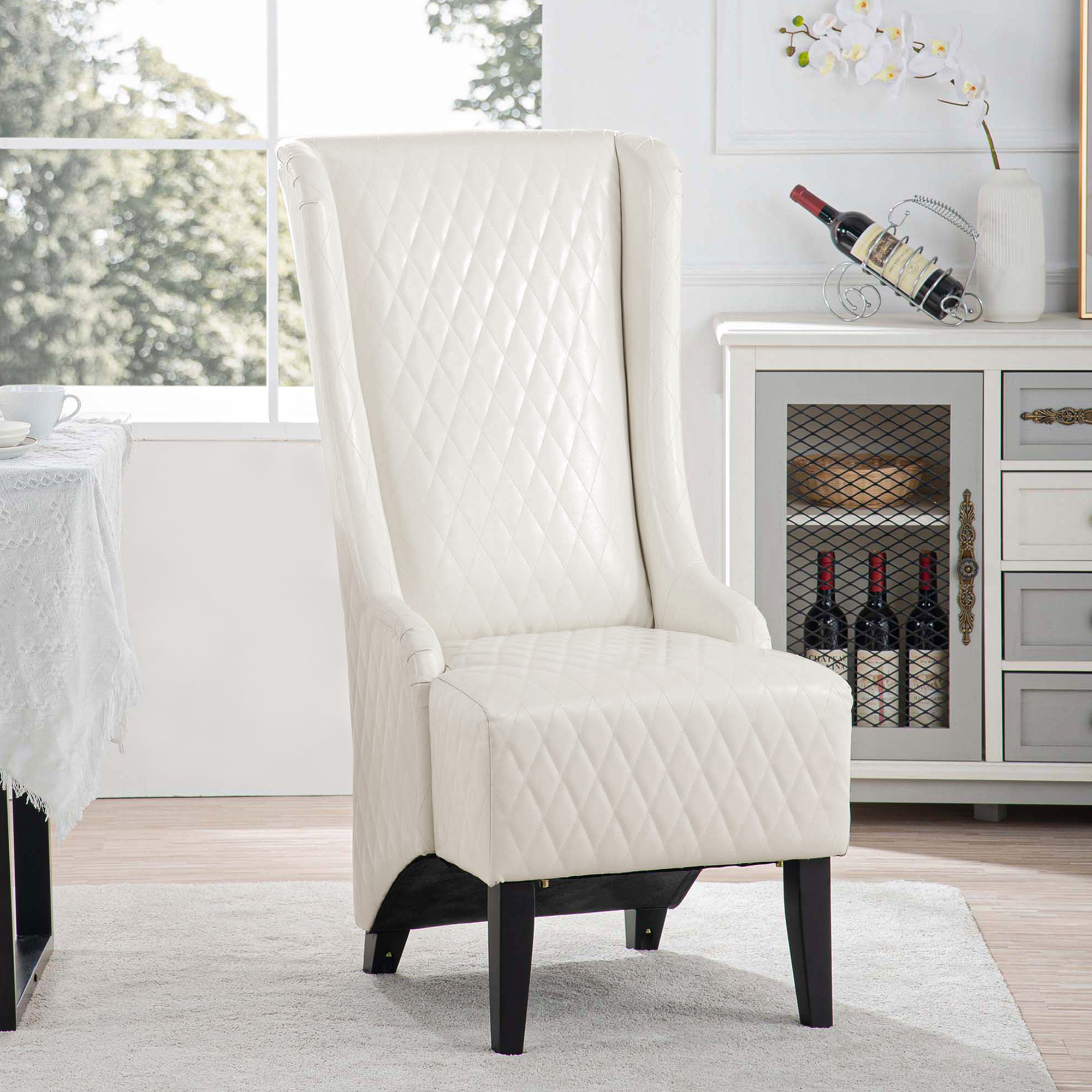 Fauteuil accent dossier haut simili-cuir 23.03", jambes bois