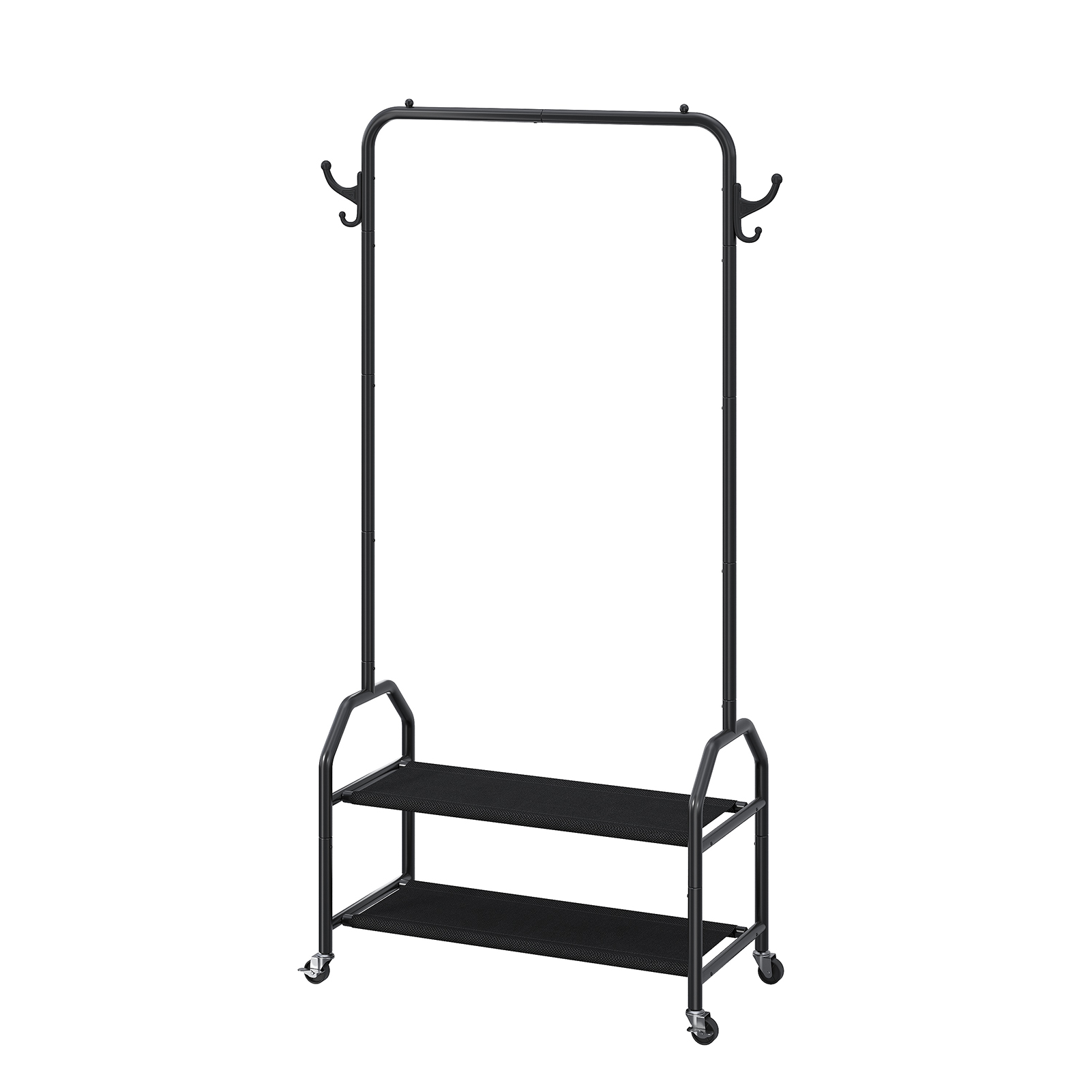 Portant vêtements 2 étagères roulettes noir chambre