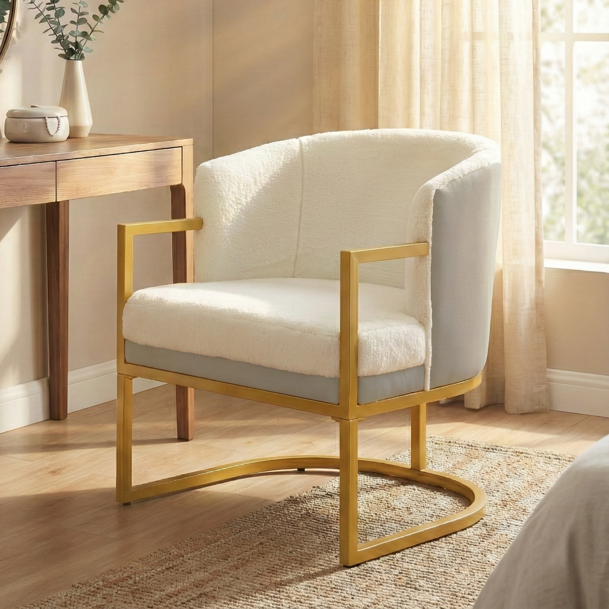 Fauteuil lecture moderne or-beige