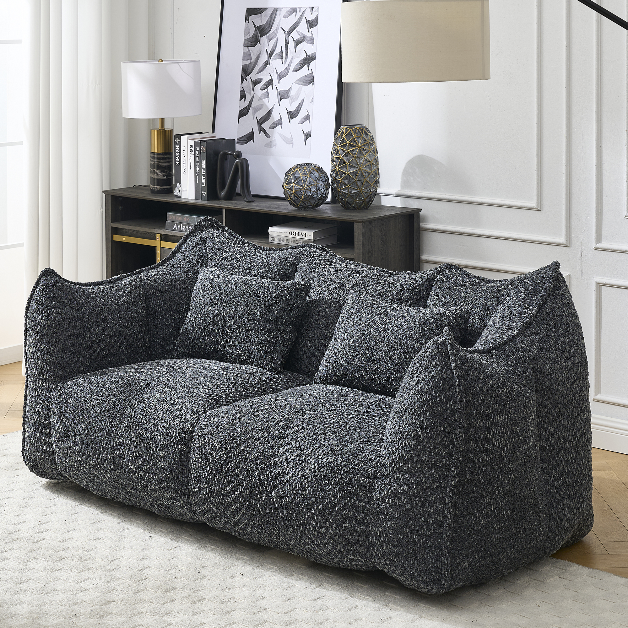 Fauteuil pouf 2 places mousse haute résilience, lecture, jeux, télévision