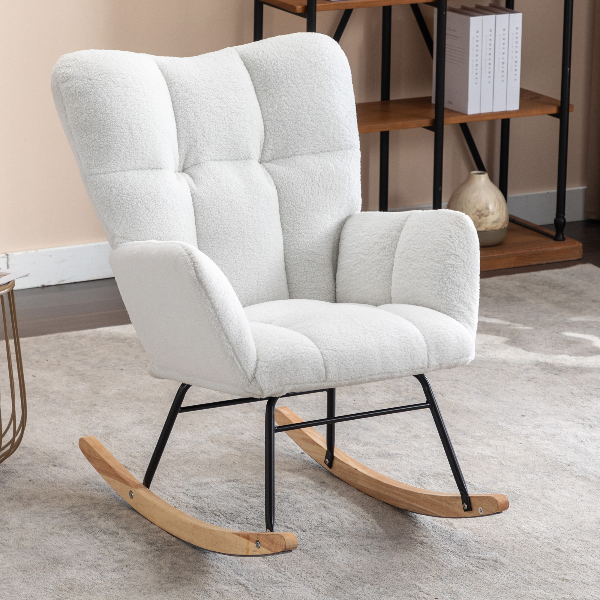 Chaise berçante 050 tissu teddy, salon, ivoire
