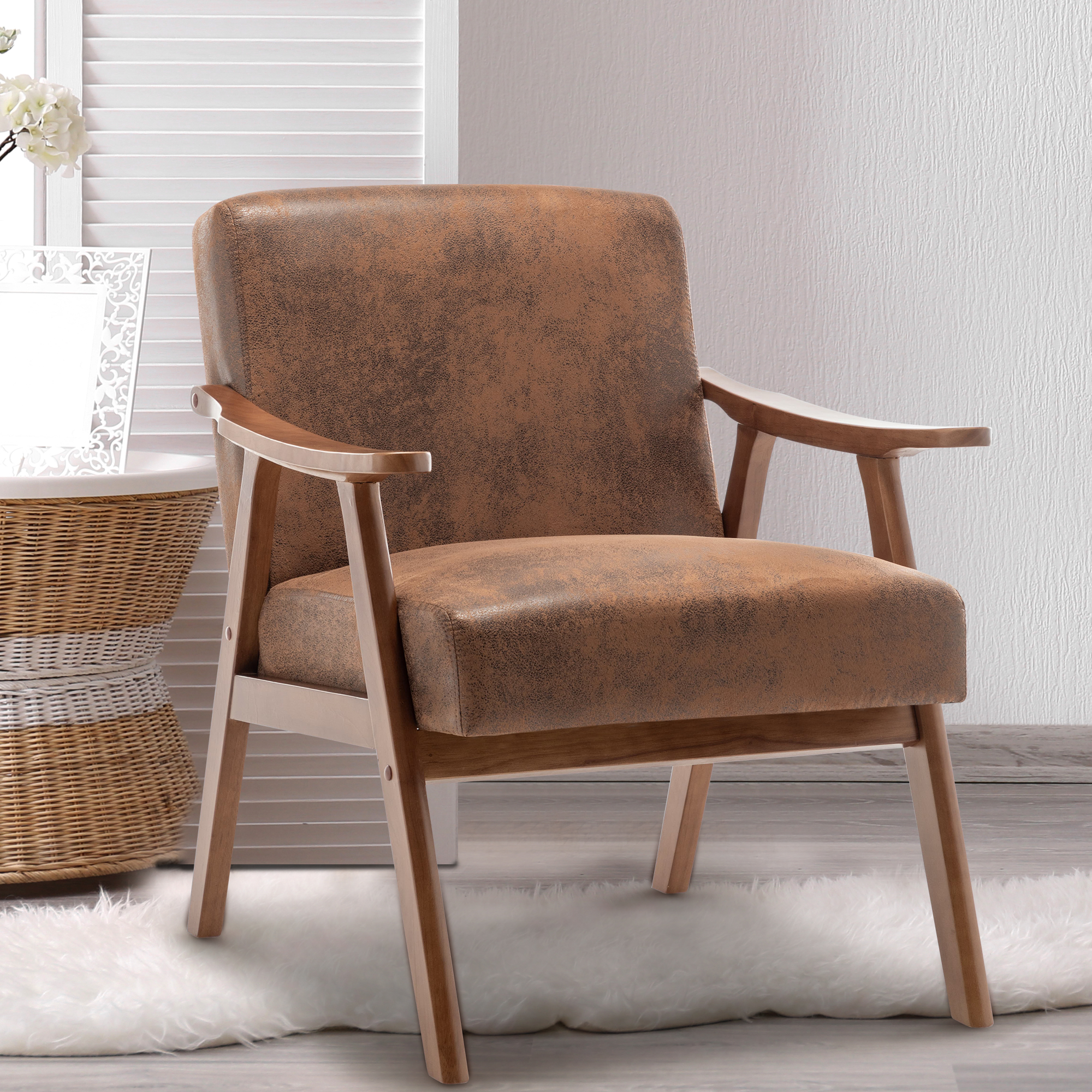 Chaise moderne bois cadre solide, dossier épais, salon/chambre