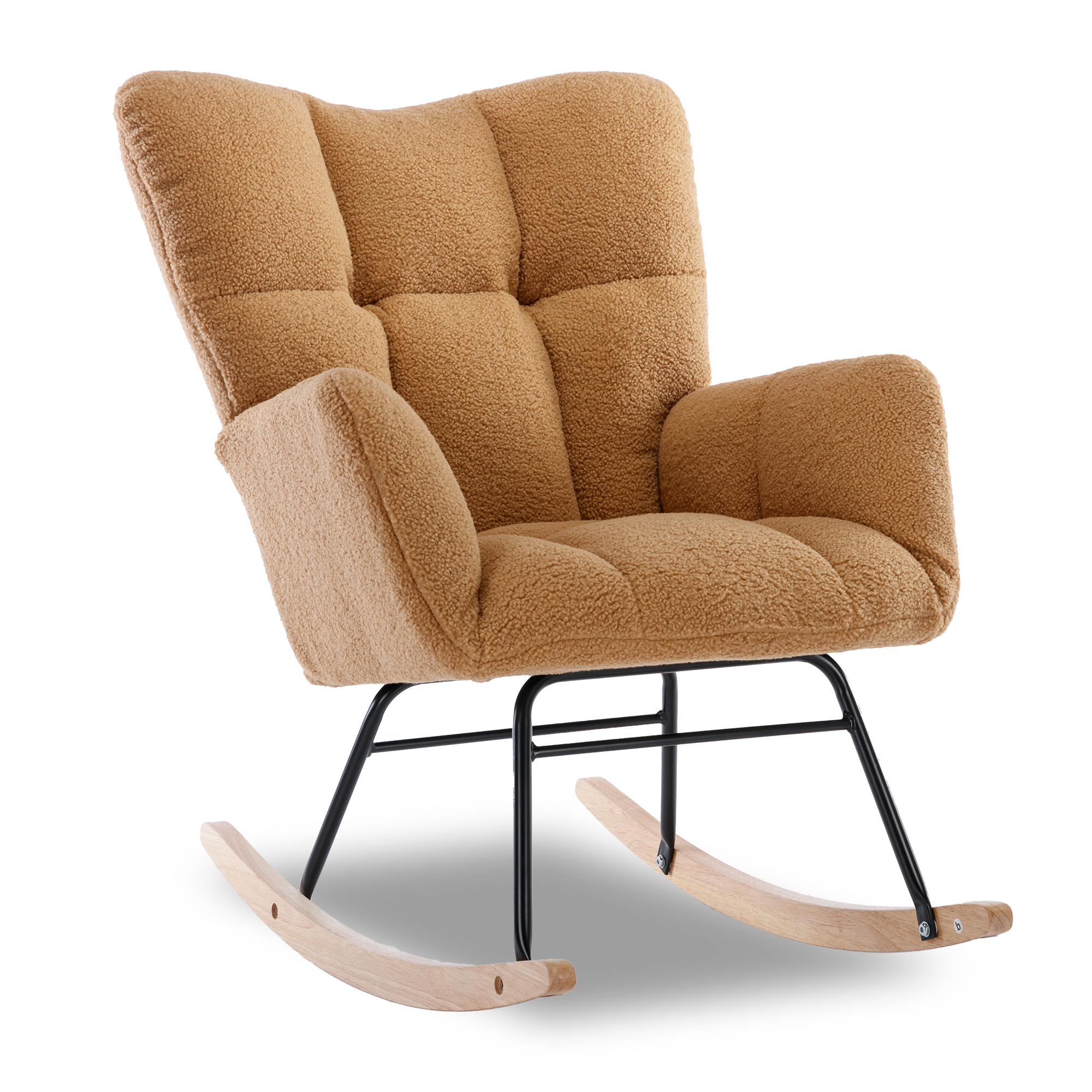 050-Fauteuil à bascule tissu Teddy, chambre bébé, kaki