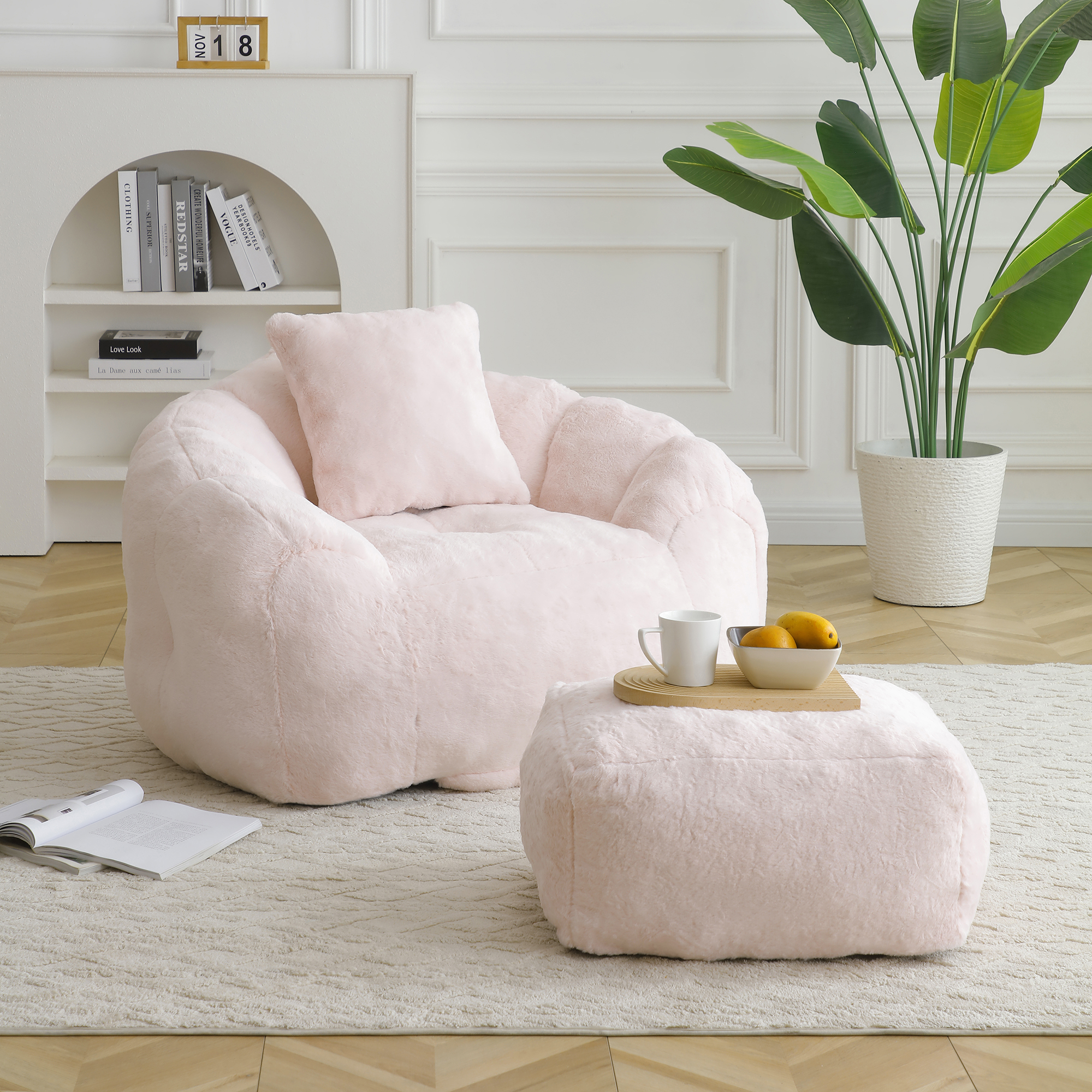 Géant fauteuil poire repose-pieds peluche adulte enfant
