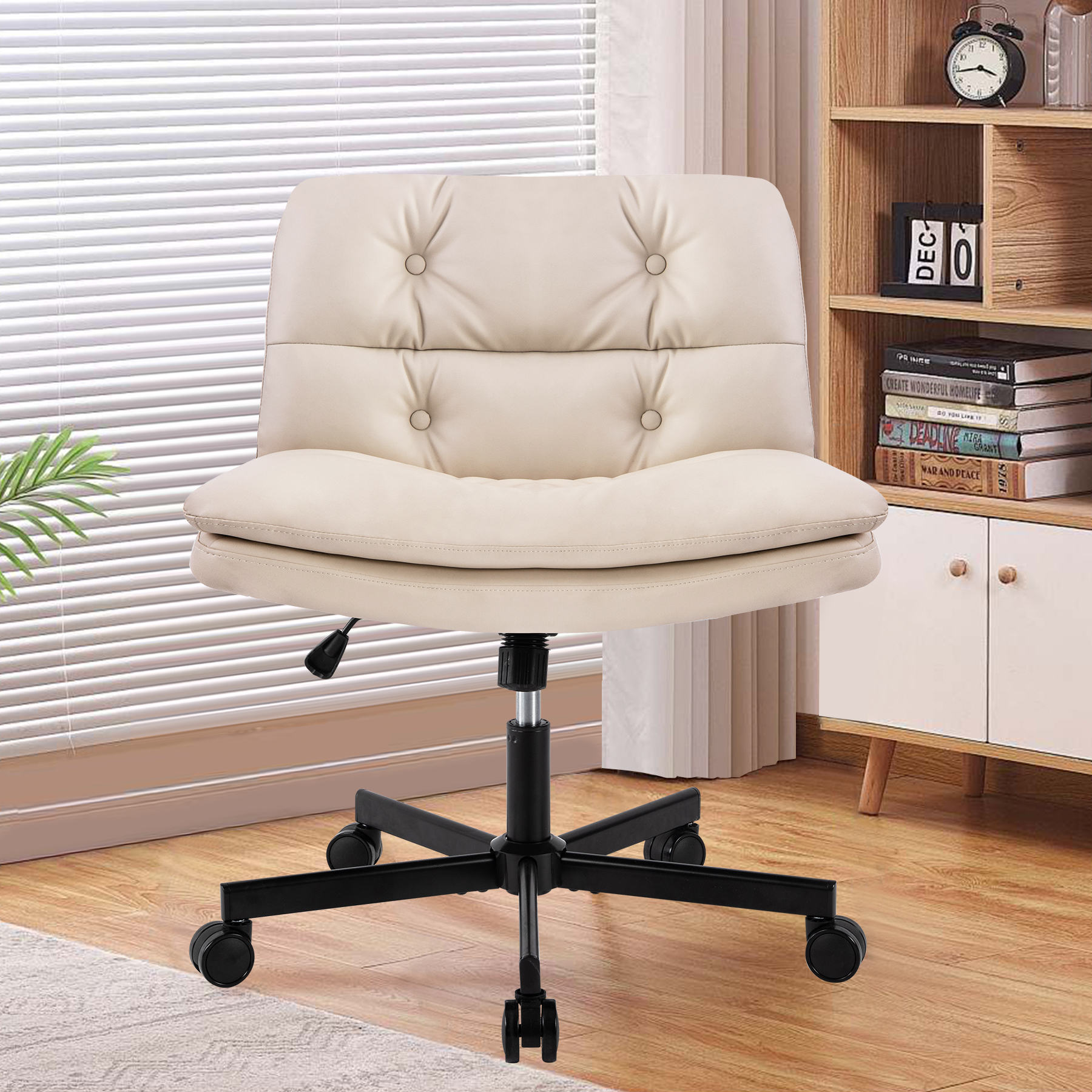 Chaise de bureau 360° pivotante roulettes, taille agrandie