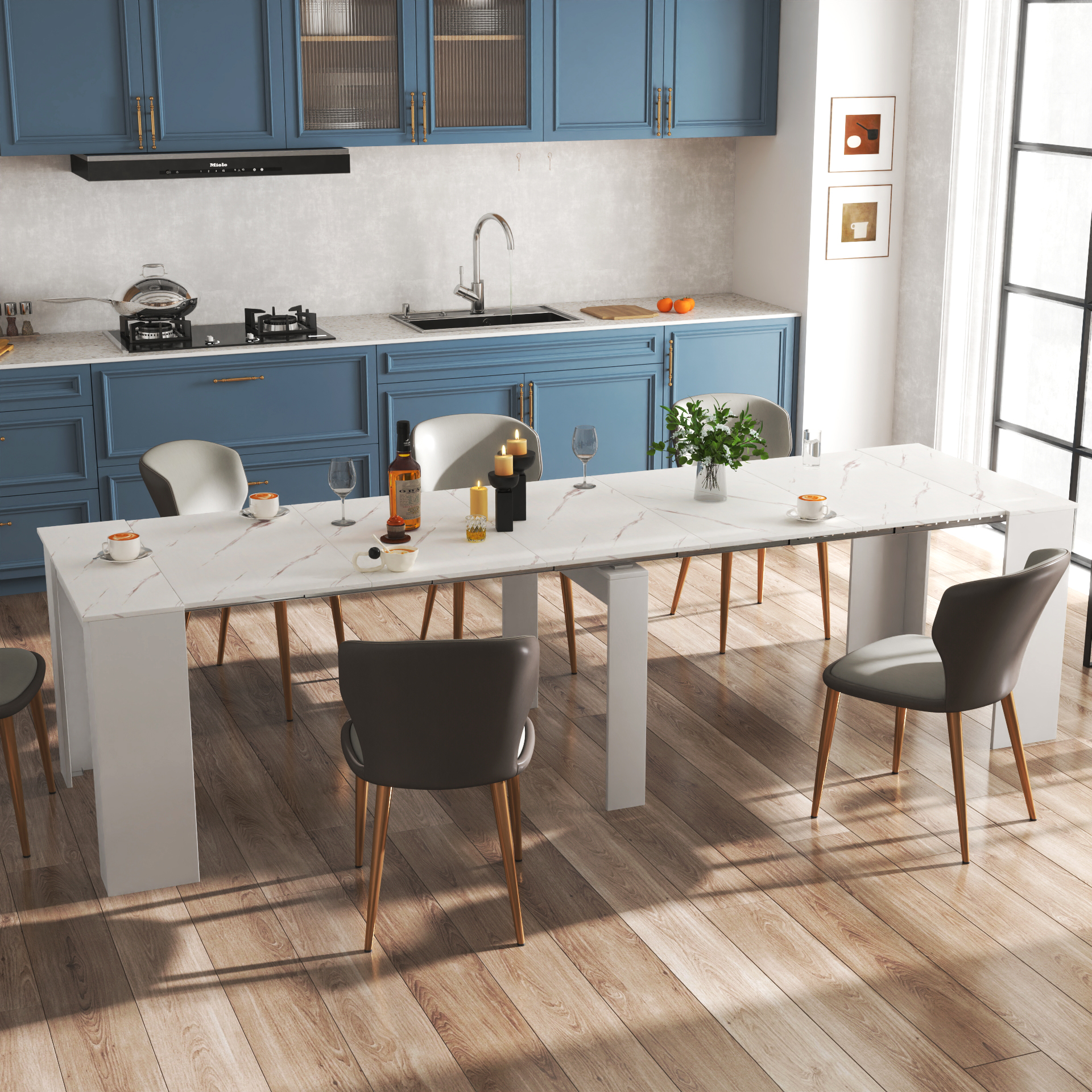 Table console extensible multifonctionnelle