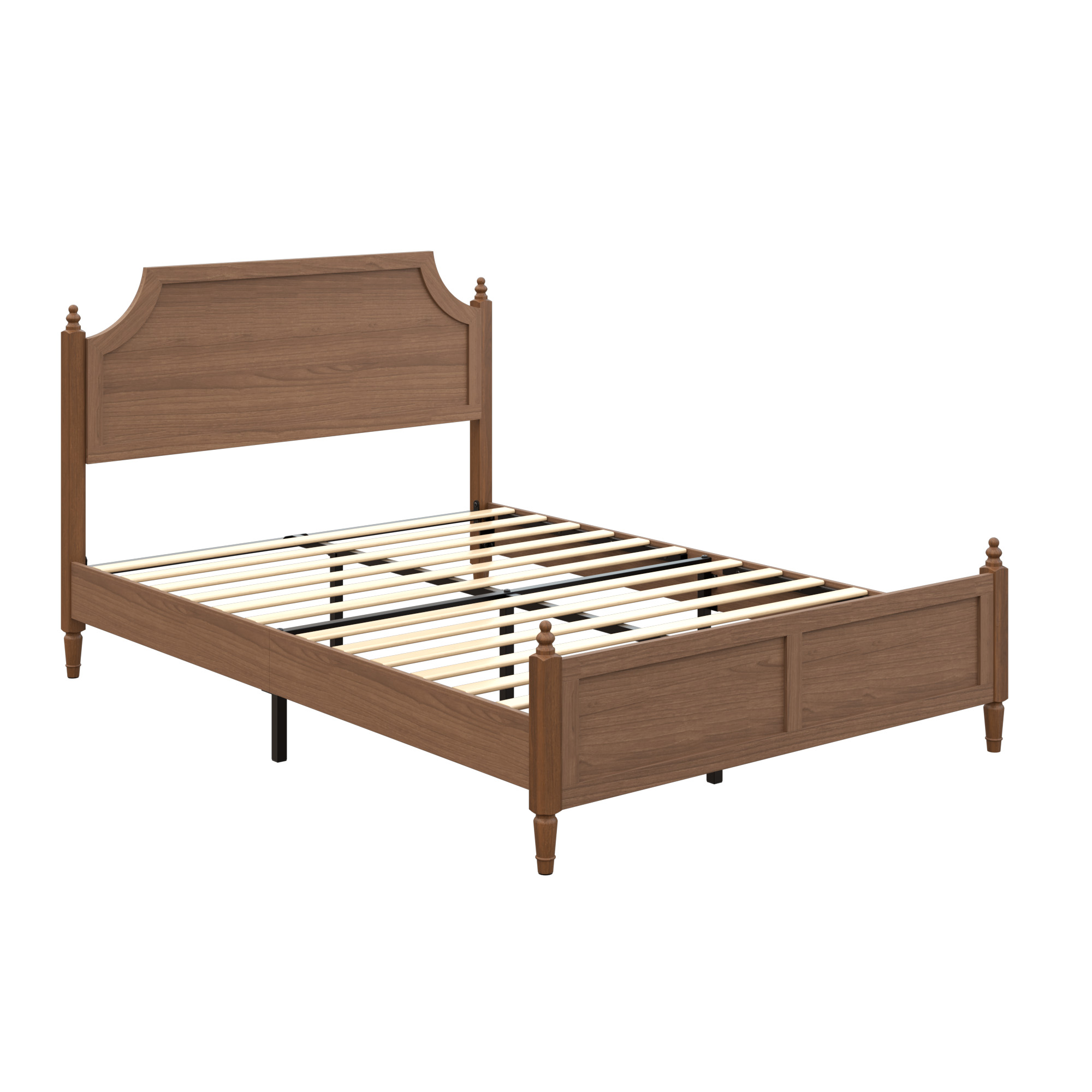 Lit plate-forme ferme 54 po tête pied bois brun foncé