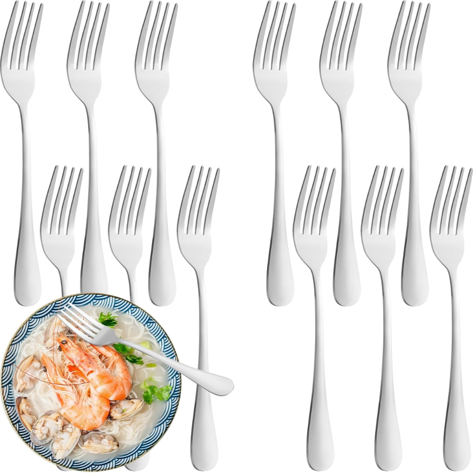 Service 12 fourchettes acier inoxydable poli miroir 7,5 po
