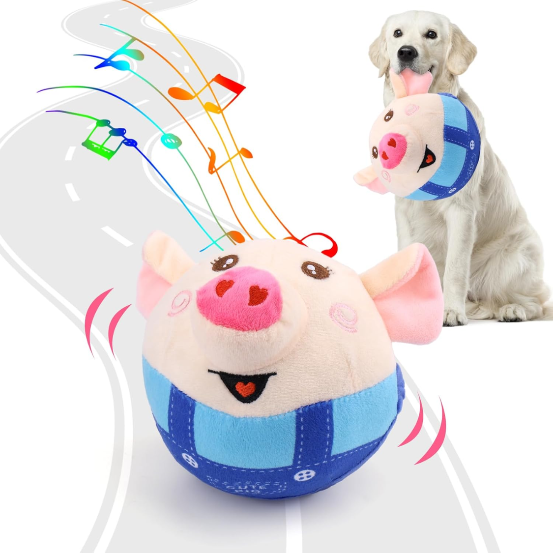 Jouet interactif chien cochon, sons, musique, rechargeable