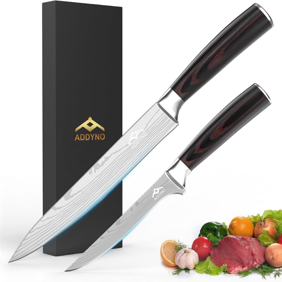 Ensemble 2 couteaux acier inoxydable carbone 8" chef 4" office