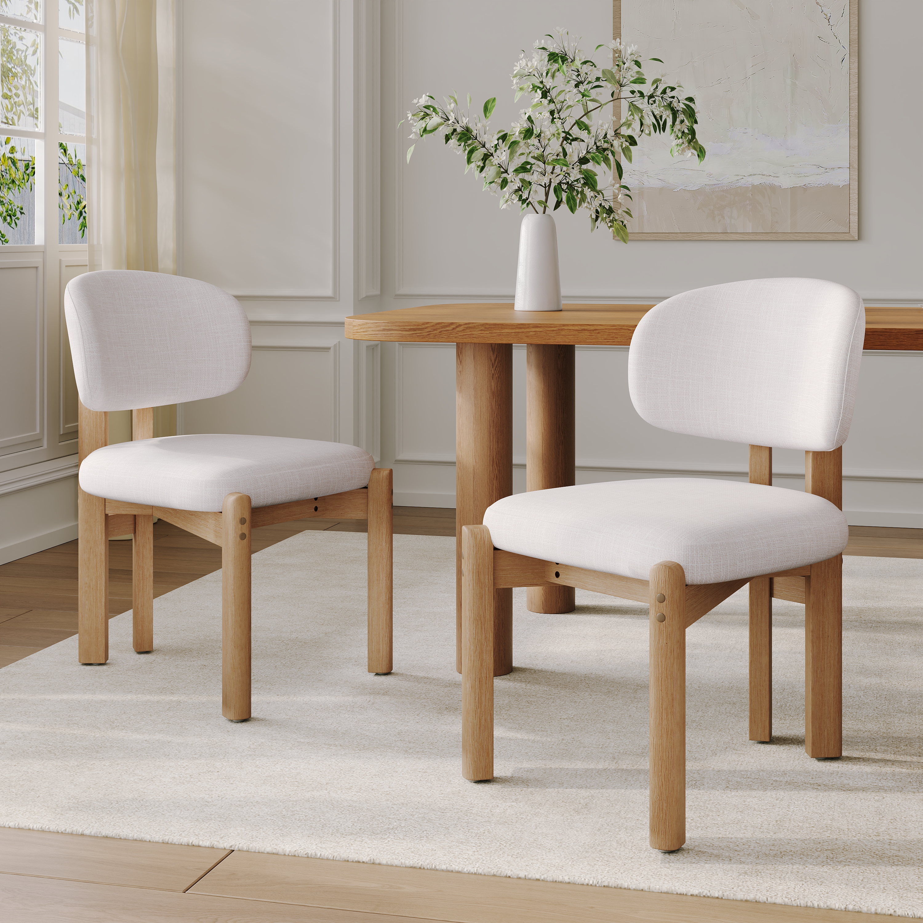 Chaises salle à manger scandinaves beige bois naturel (2 pièces)