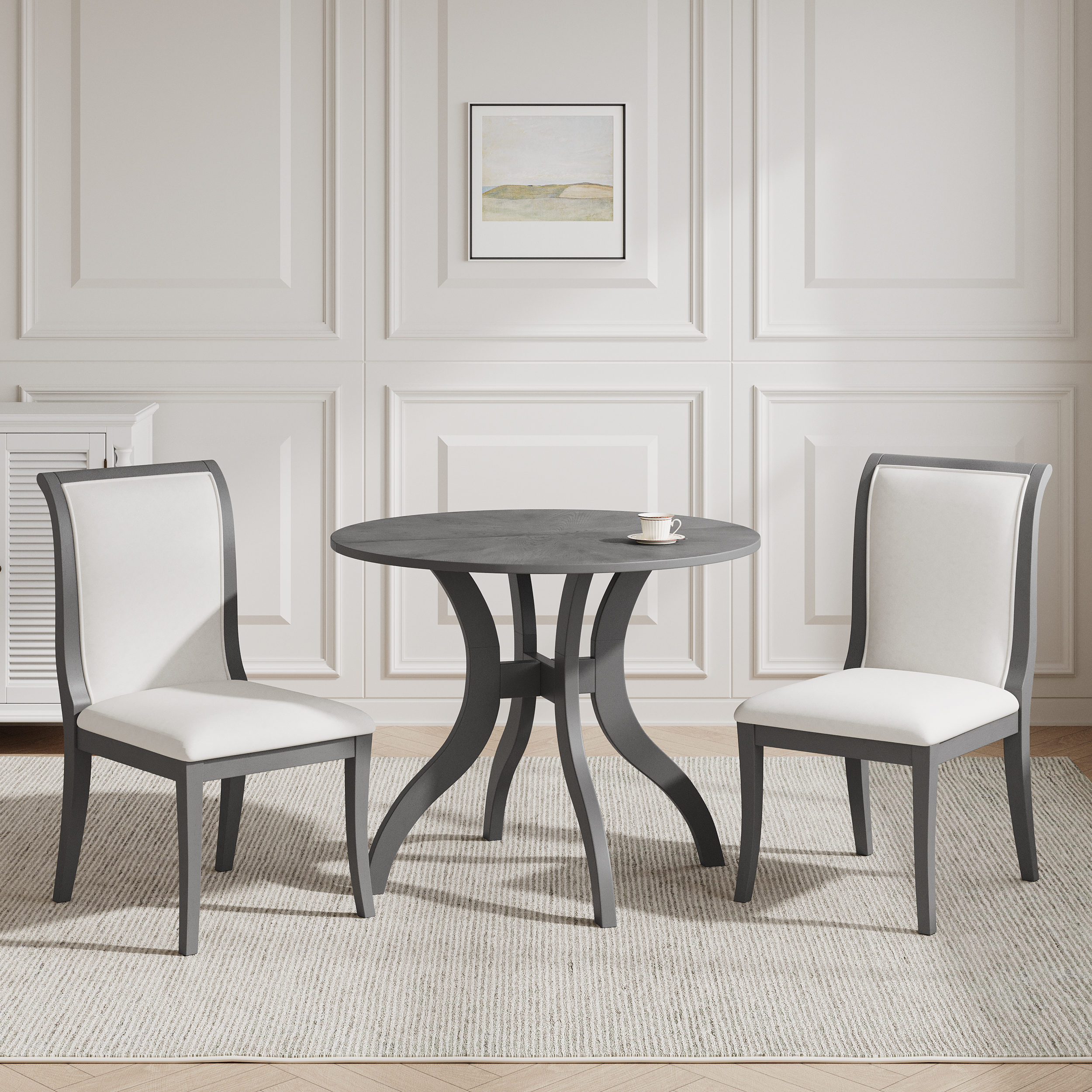 Table salle à manger chêne gris 39,4" + 2 chaises