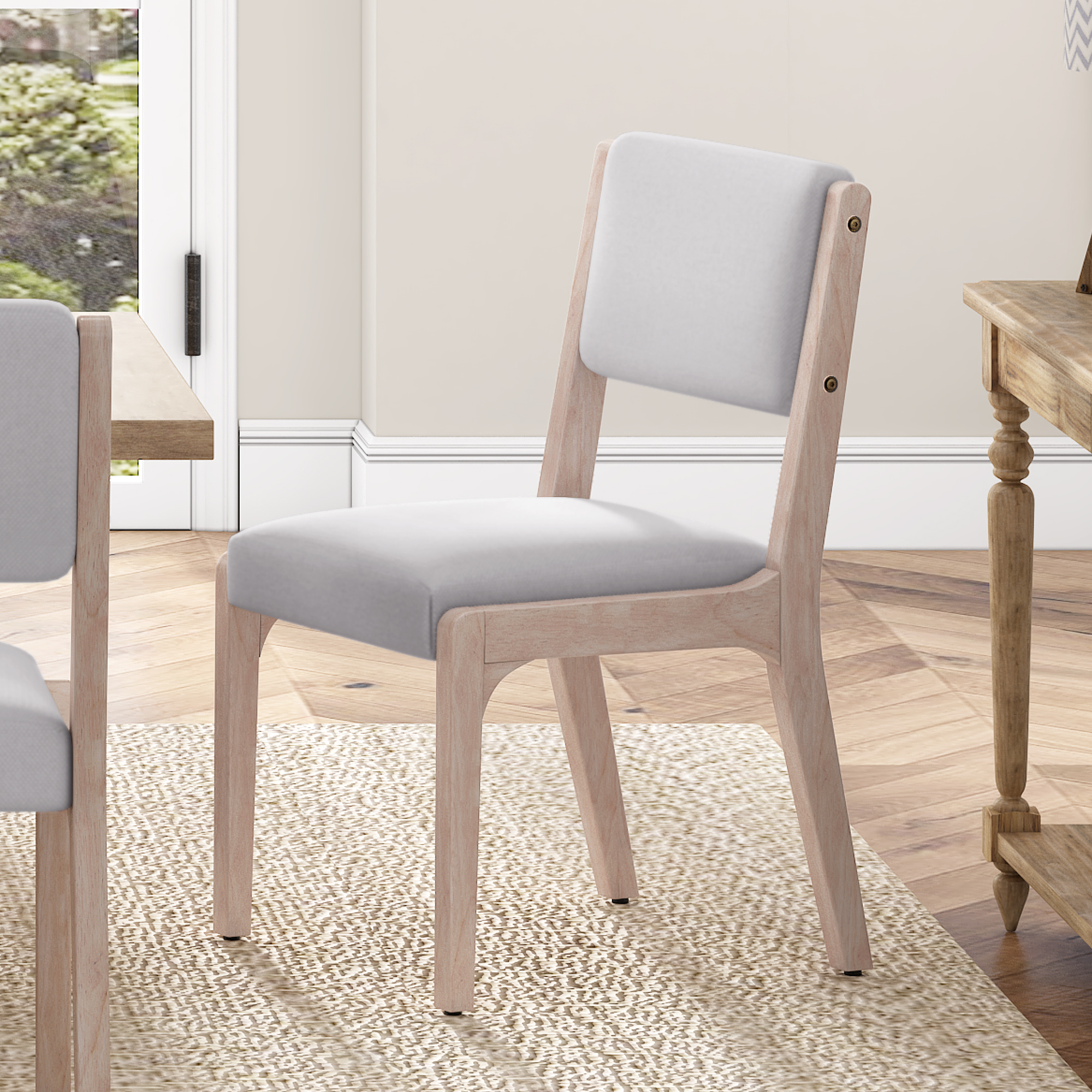 Ensemble 2 chaises salle à manger bois, style ferme moderne