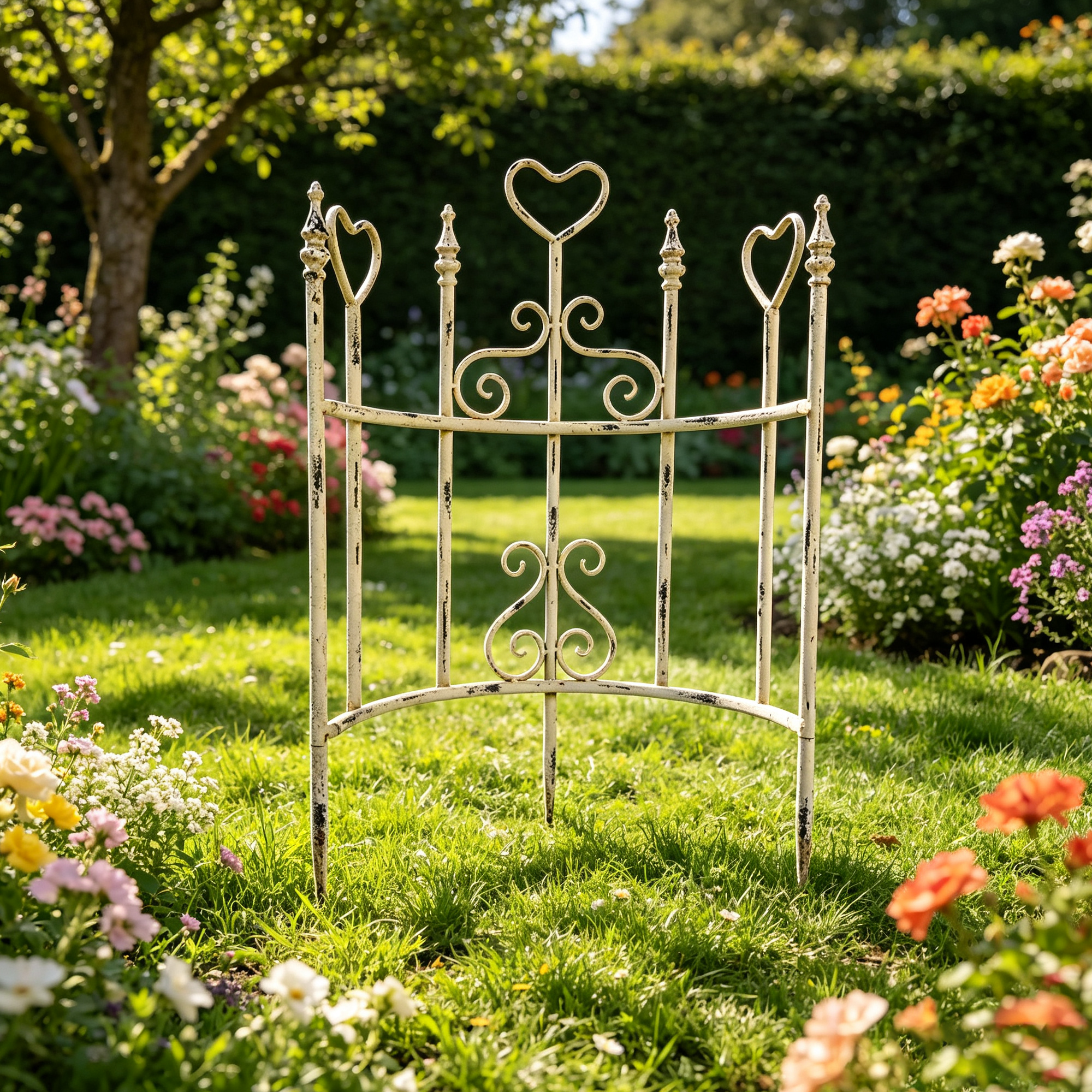2 clôtures de jardin fer vert rouille vintage panneau décor 29,25x17,51po