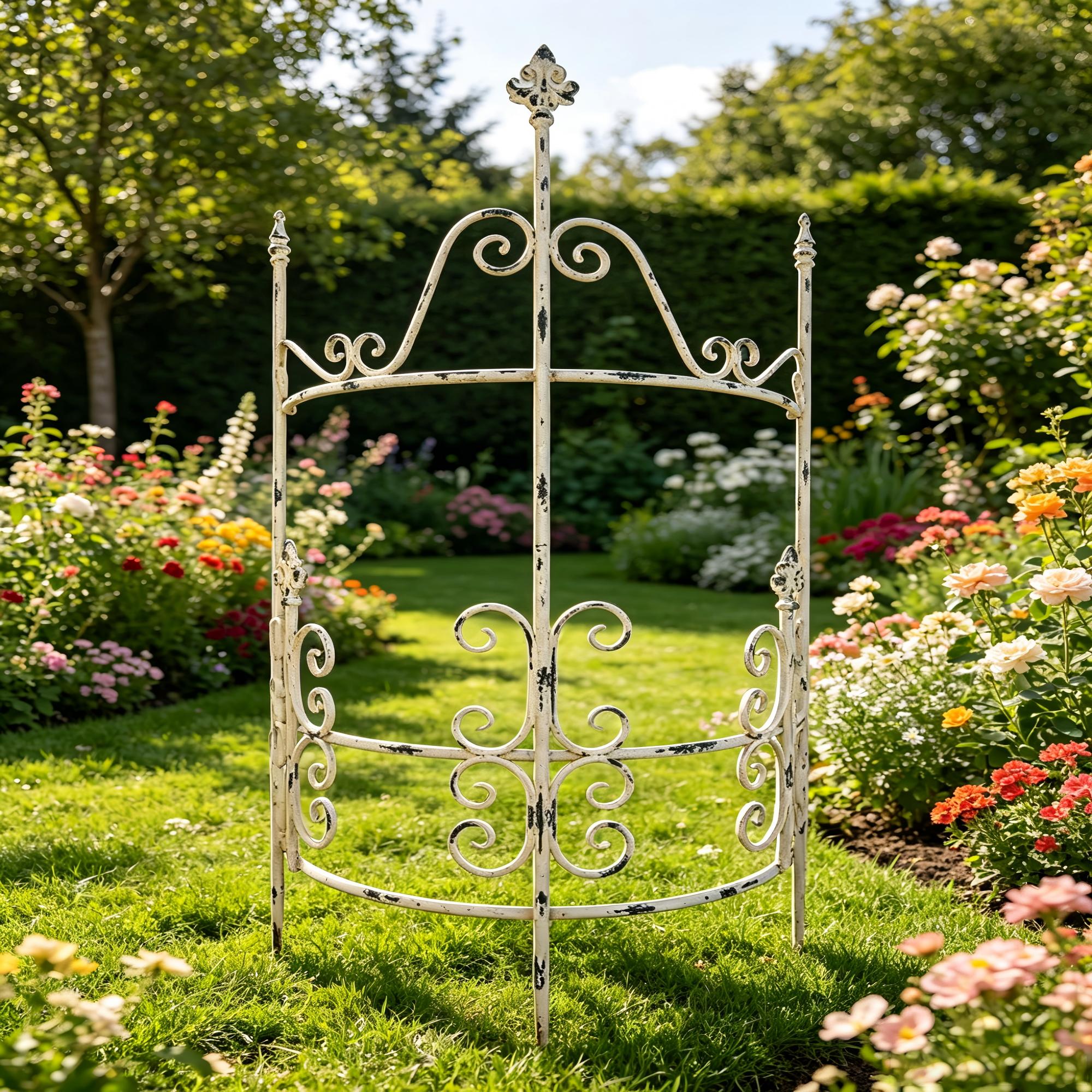 Clôture jardin fer 48,21"x27,16" blanc rustique vintage