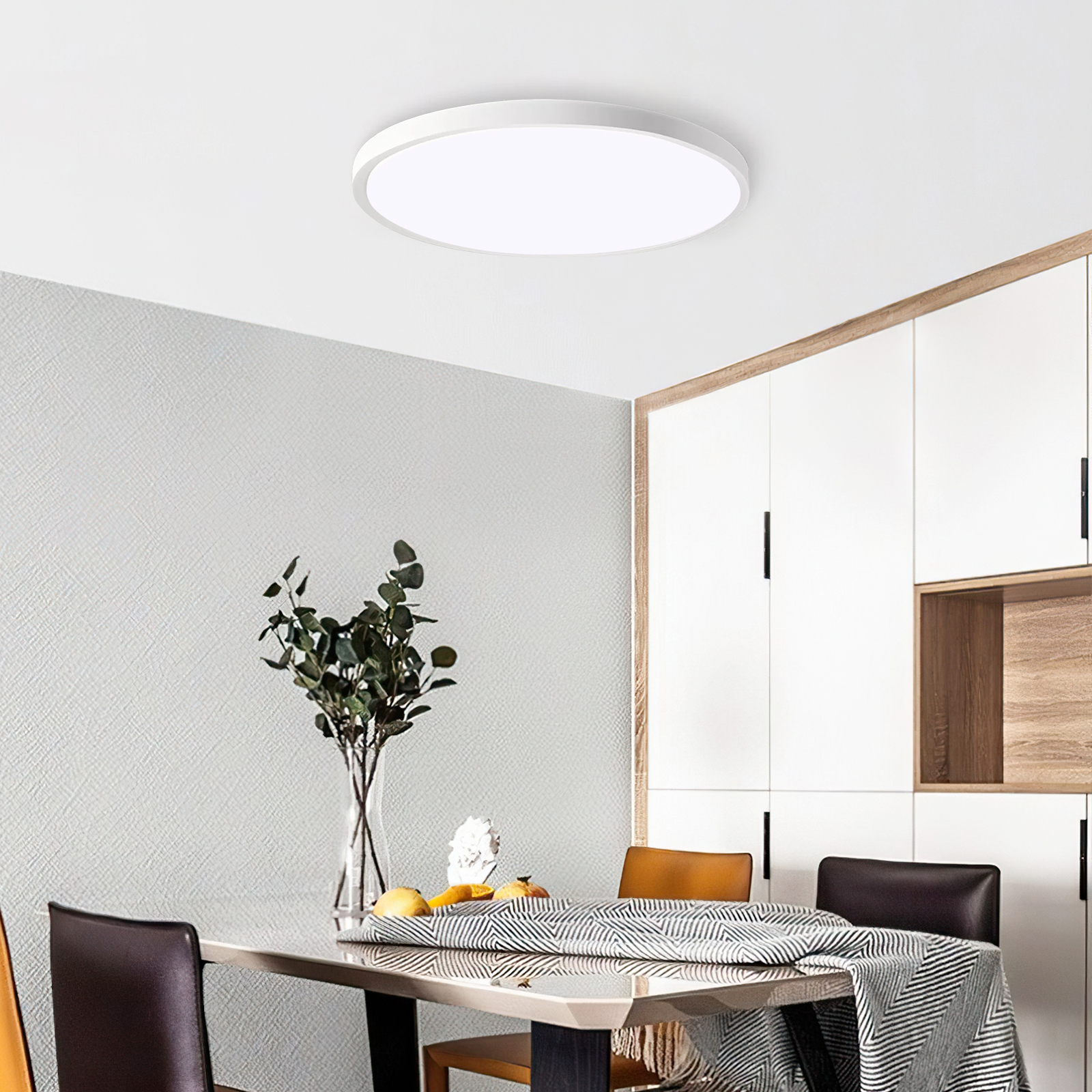 Plafonnier LED ultra-mince blanc 6500K 11,8" - Chambre salle bain