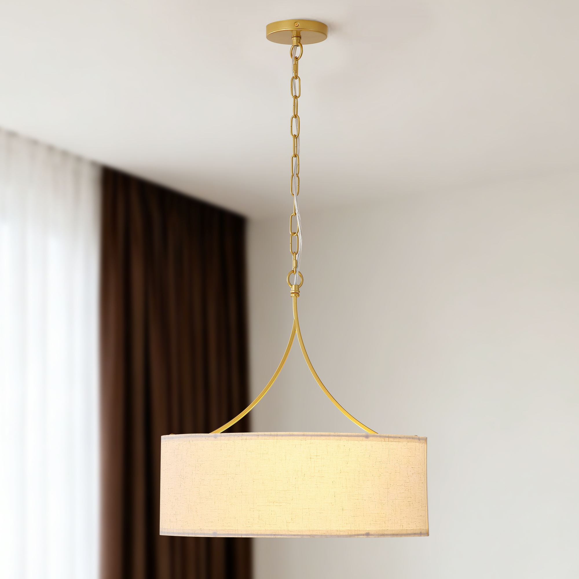 Luminaire suspendu moderne 3 lumières tambour noir ajustable