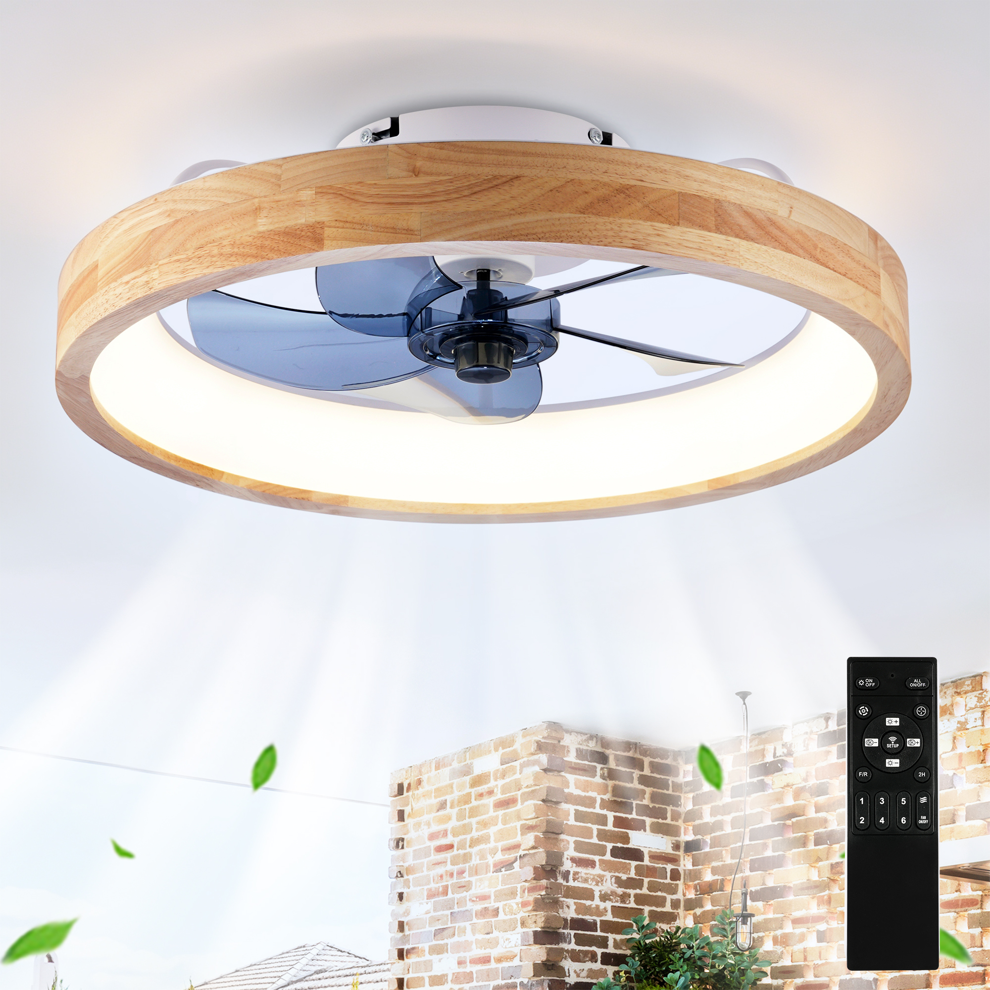 Ventilateur plafond 20" DEL dimmable 3000-6500K, moteur DC, blanc