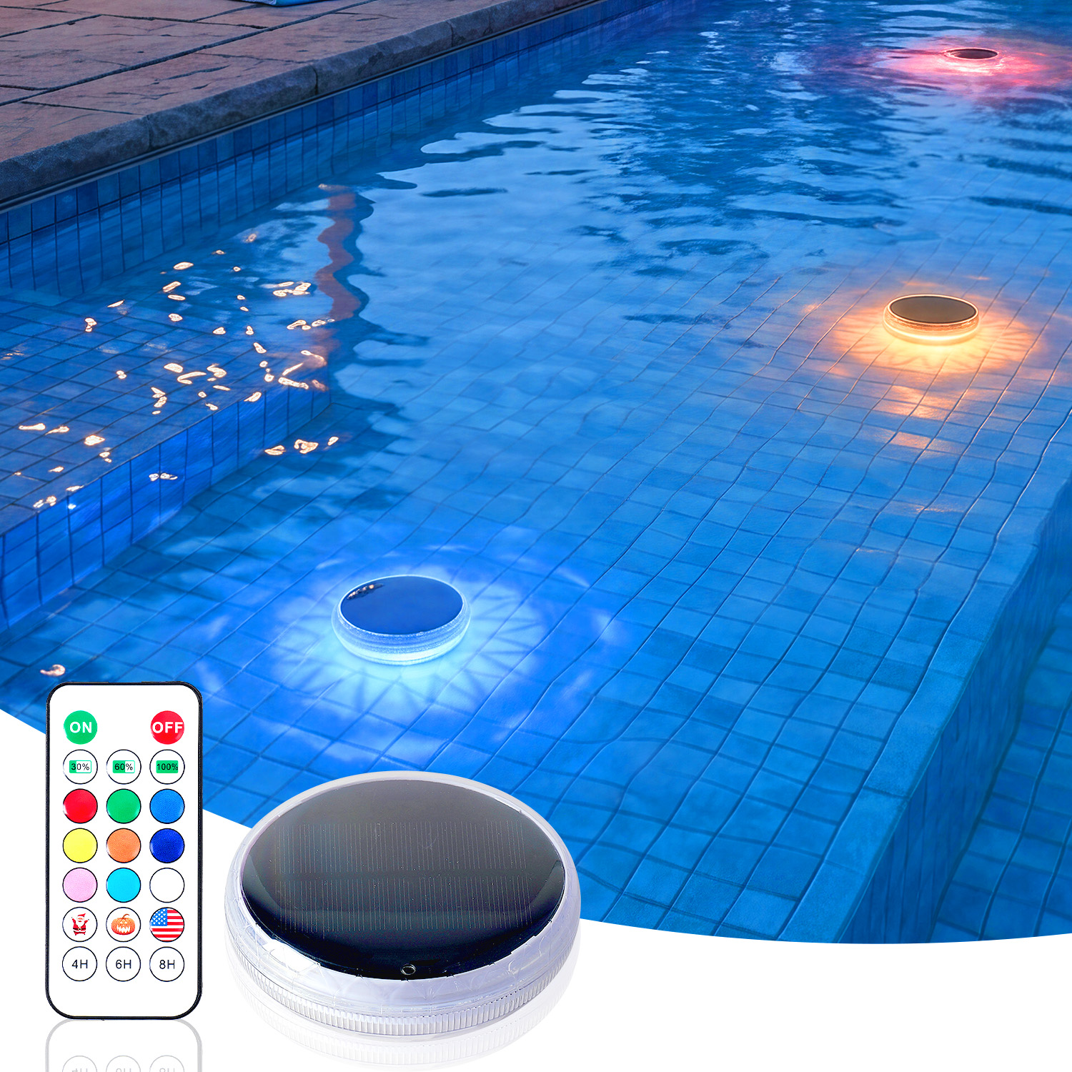 Lumière piscine solaire flottante 12 modes