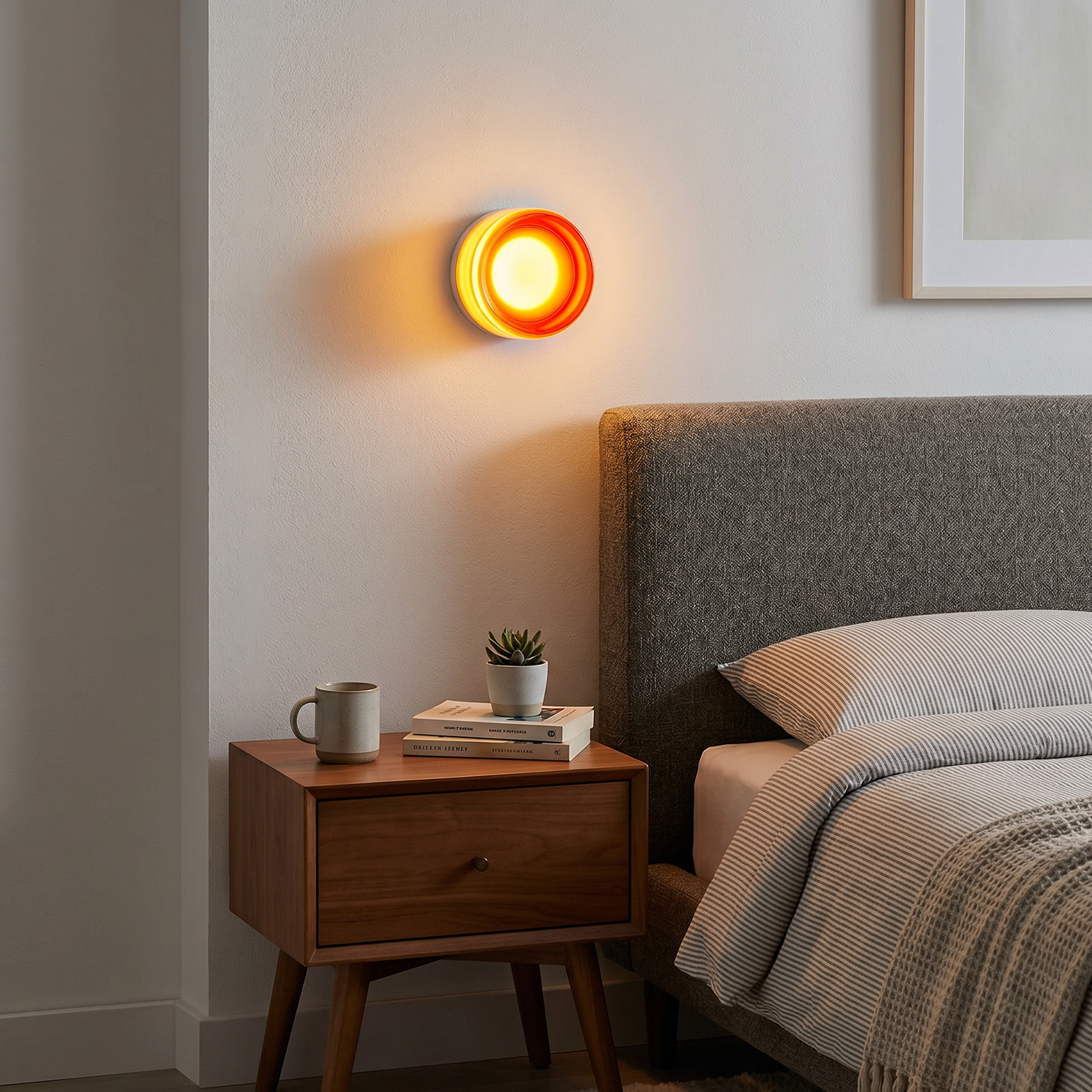 Luminaire mur rond minimaliste LED, Style concave - Rouge