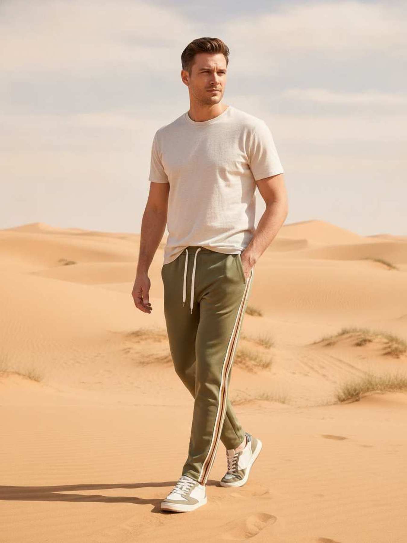 Pantalon casual homme tendance, droit, coton, antifroisses