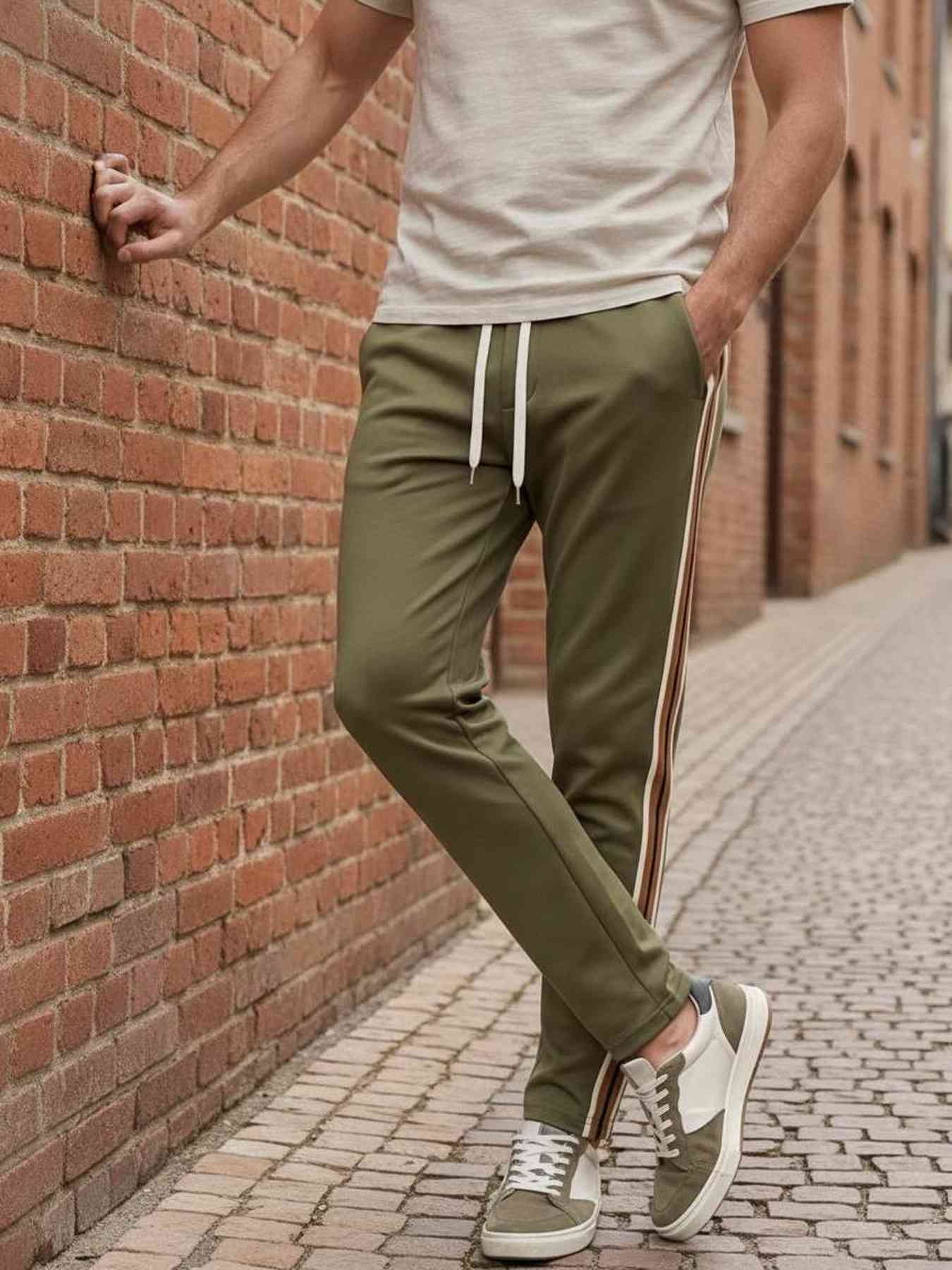 Pantalon casual homme tendance, droit, coton, antifroisses