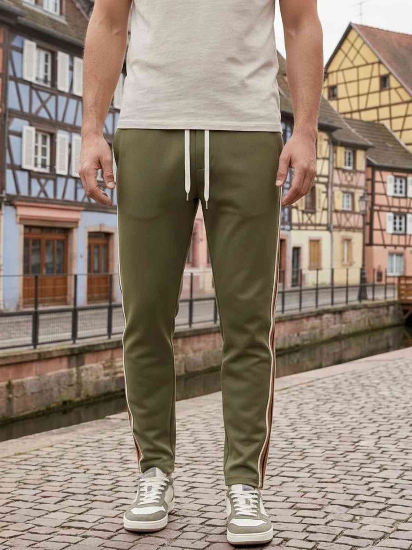 Pantalon casual homme tendance, droit, coton, antifroisses