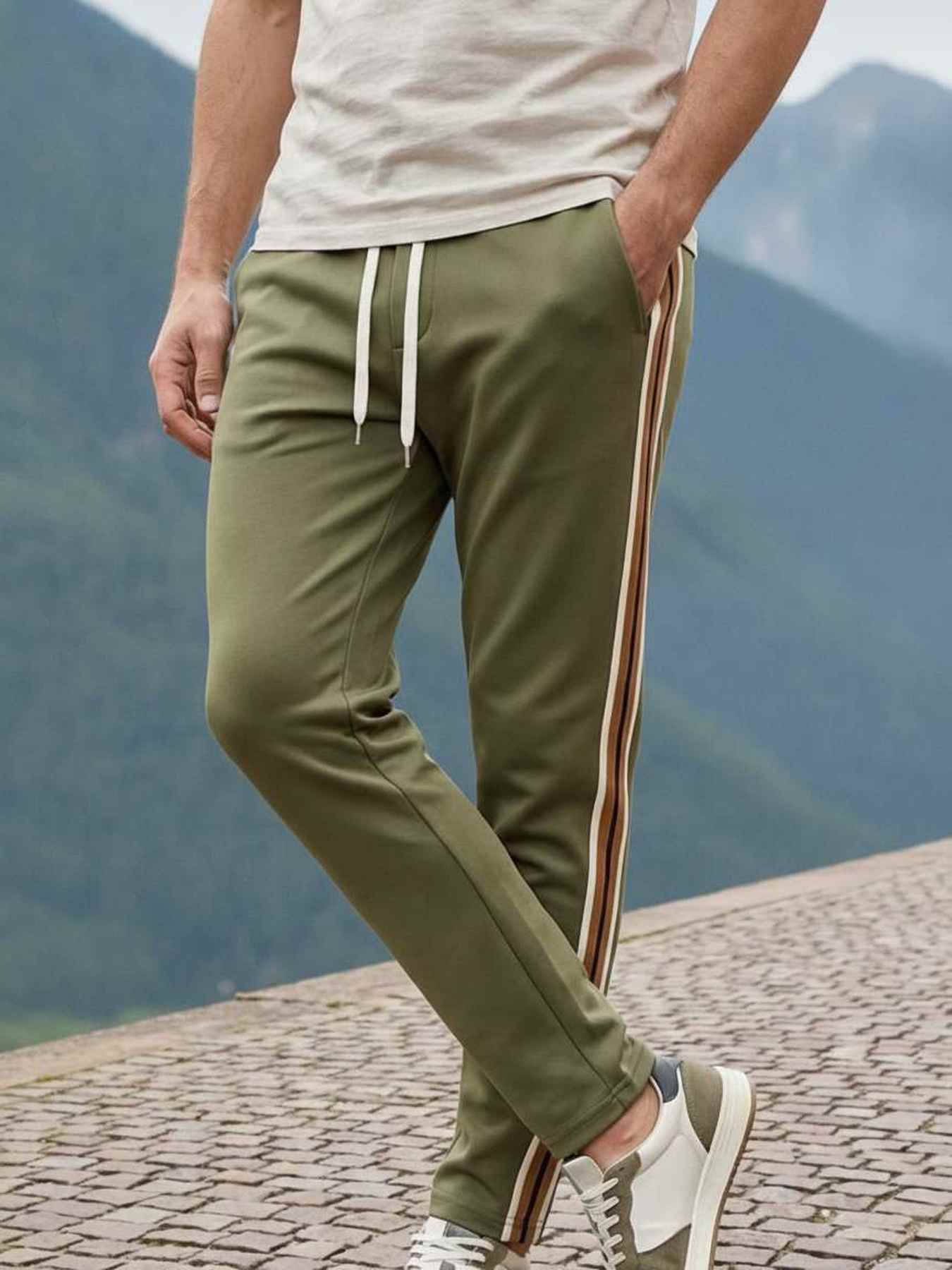 Pantalon casual homme tendance cordon anti-plis