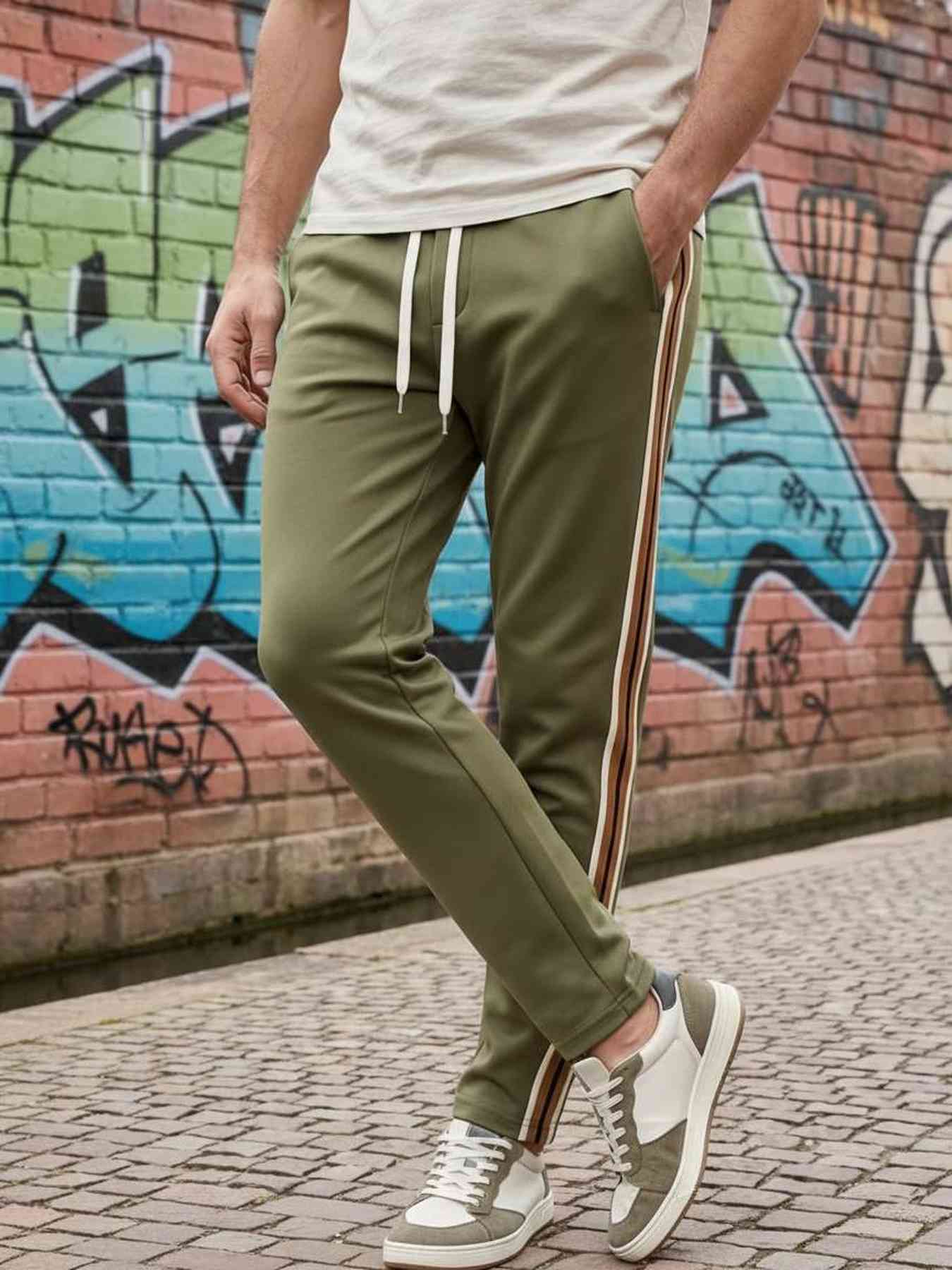 Pantalon casual homme tendance coton ajusté