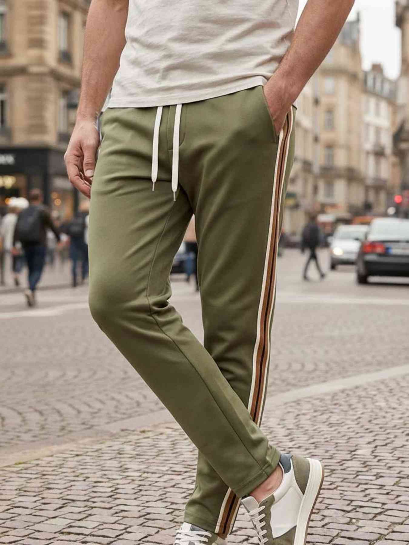 Pantalon casual tendance pour homme, jambe droite